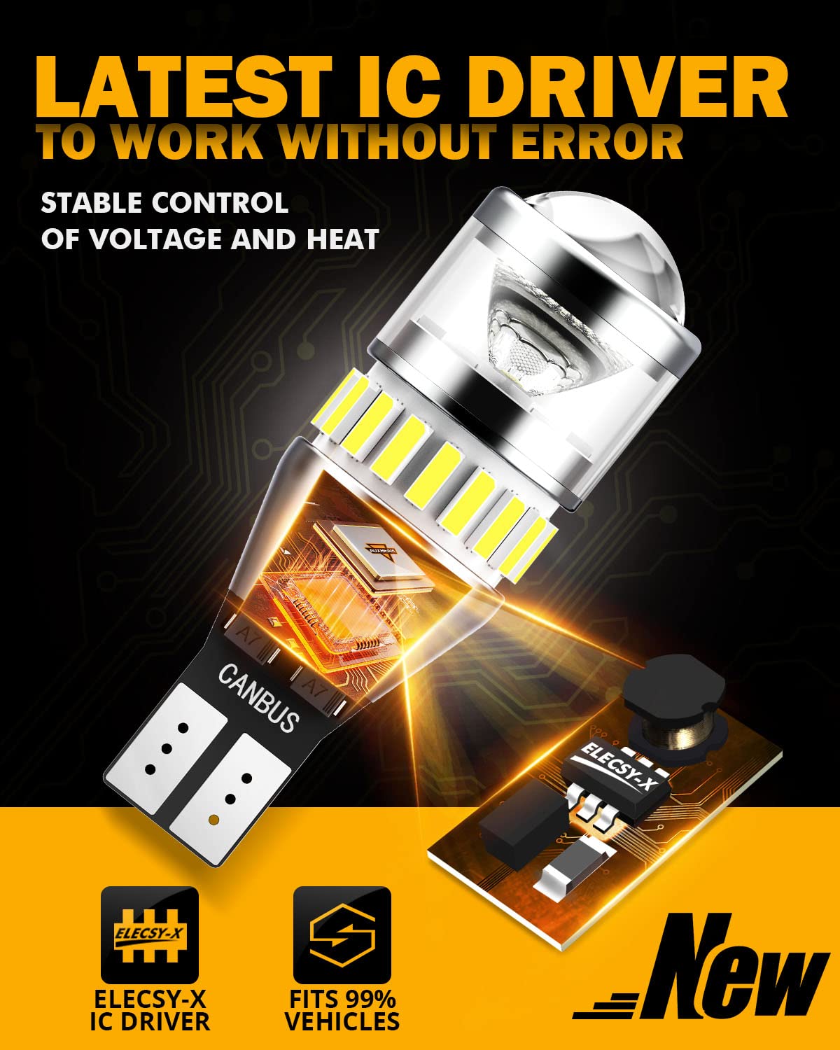 Auxbeam 912 921 LED Bulb for Backup Reverse Light Bulbs, 4000 Lumens 400% Brighter Super Bright Canbus Error Free 906 904 922 W16W T15 LED Bulbs with Double Projectors, 6500K White, Pack of 2