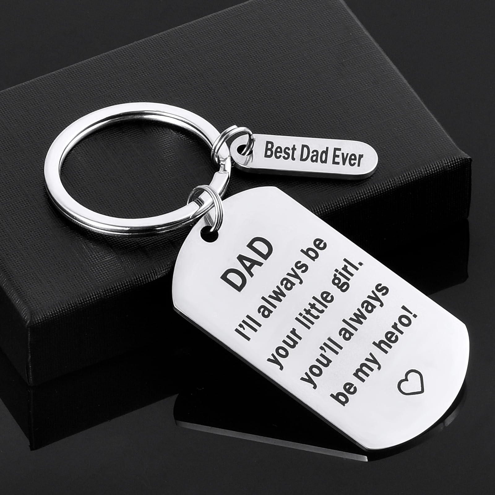 Antenda Fathers Day Dad Gifts from Daughter - Dad Gifts Keychain Father Daughter Keychain for Daddy Birthday Christmas Gifts (Silver)