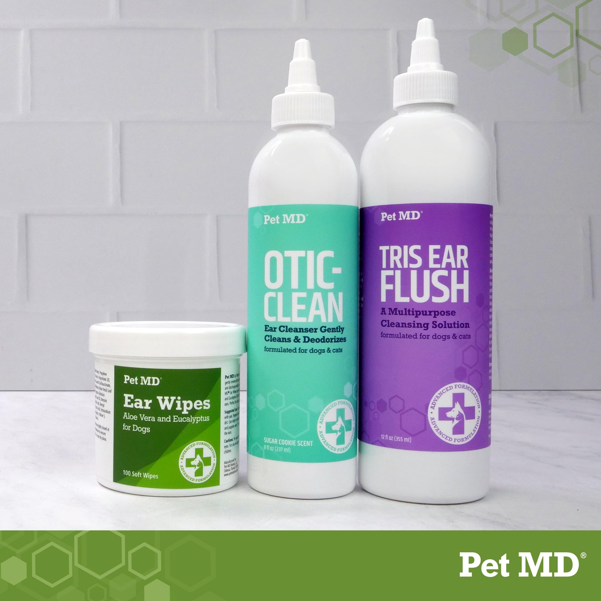 Pet MD Veterinary Tris Flush Cat & Dog Ear Cleaner - and Infection Treatment with Ketoconazole 12 oz
