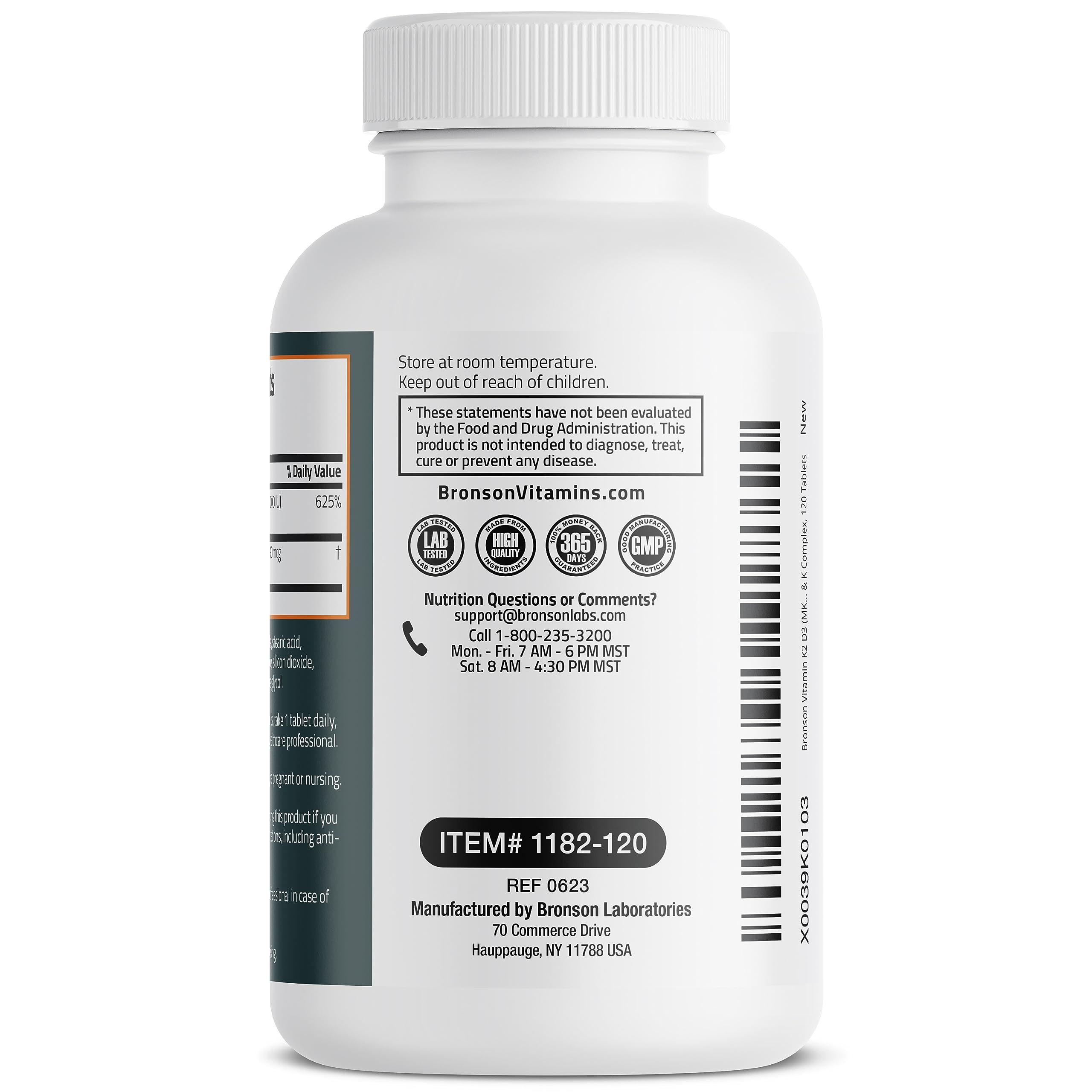 Bronson Basics Vitamin K2 D3 (MK7) Supplement Non-GMO Formula 5000IU (125 mcg) Vitamin D3 & 90 mcg Vitamin K2 MK-7 Easy to Swallow Vitamin D & K Complex, 120 Tablets