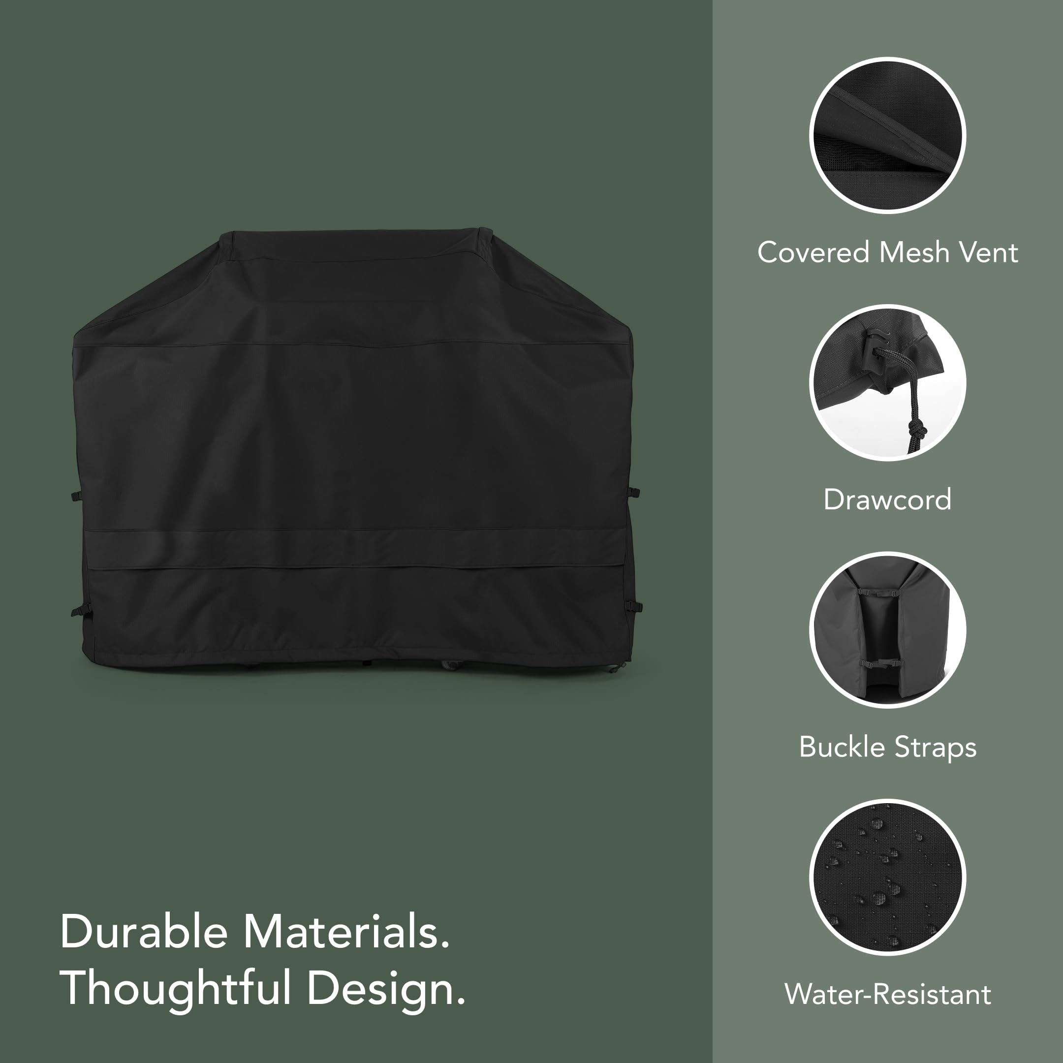 Covermates Ultima Grill Cover – Heavy Duty All-Weather Outdoor BBQ Cover with 600D Polyester, Adjustable Buckle Straps, Reinforced Handles, Mesh Vent, UV, Rip & Water-Resistant, 60 Inch, Ripstop Black