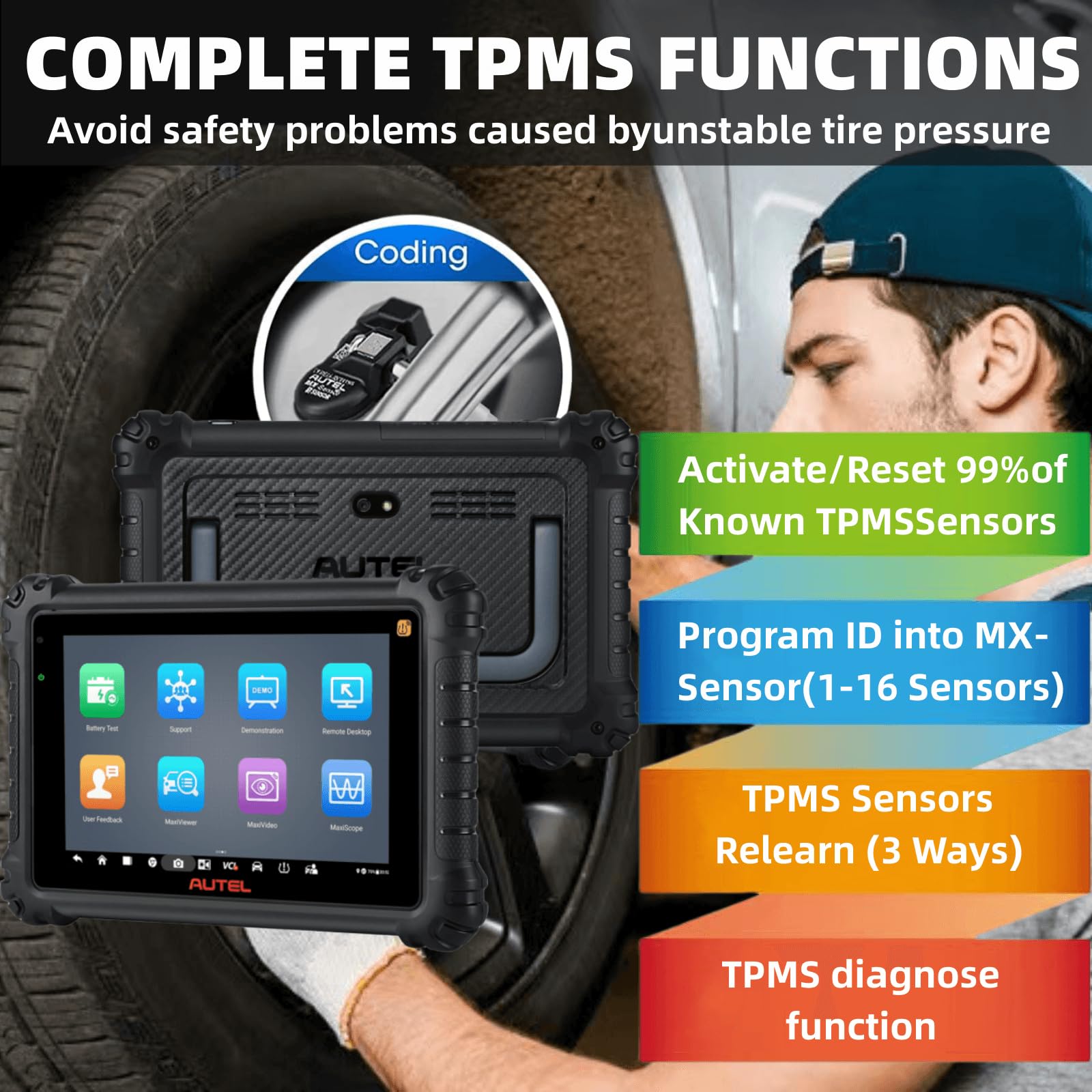 Autel MaxiSys MS906 Pro-TS Full System Diagnostic OBDII Scanner Tool 2024 Newer Up of MS906 Pro MS906BT MS906TS MK908, Top TPMS Diagnostic & ECU Coding, Active Test, 36+ Service, Full TPMS, Auto Scan