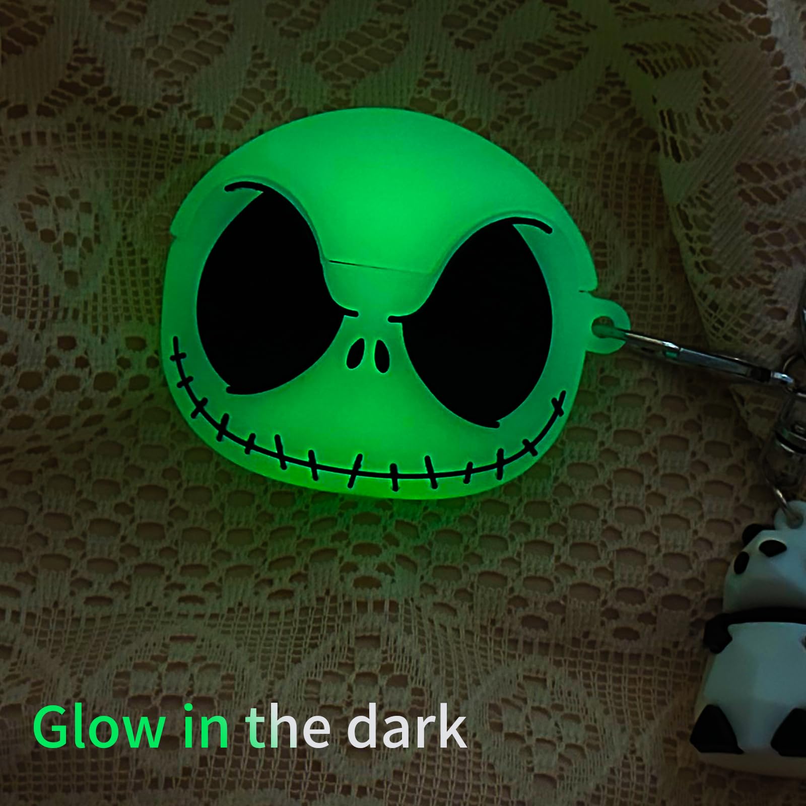 Compatible with AirPods Pro Case Cover (2nd/1st Generation) with Panda Keychain, [Glow in The Dark] Funny Soft Silicone 3D Skull Case for AirPods Pro and AirPods Pro 2nd Generation Case for Women Men