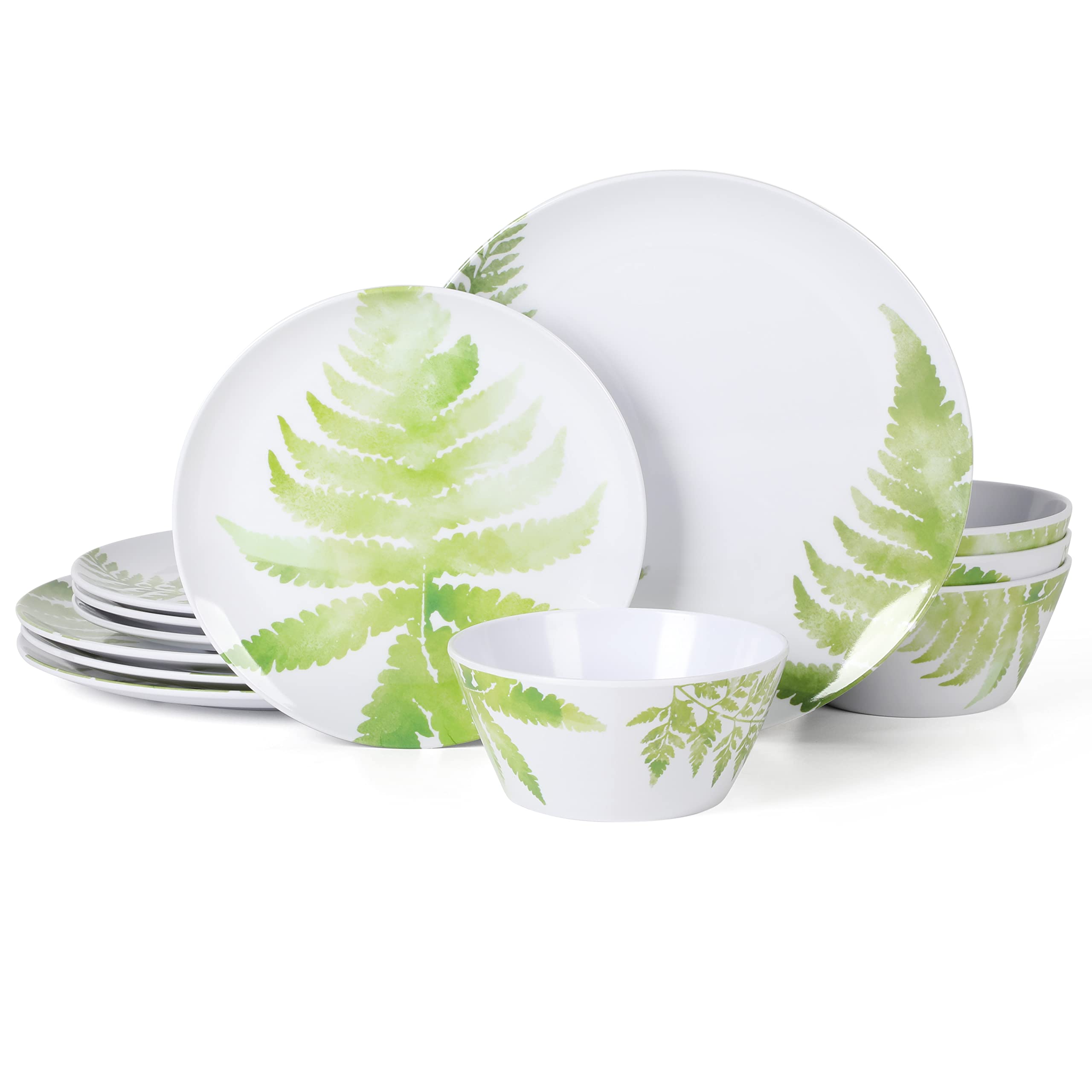 Martha Stewart Fernview Melamine Dinnerware Set, Service for 4 (12pcs)