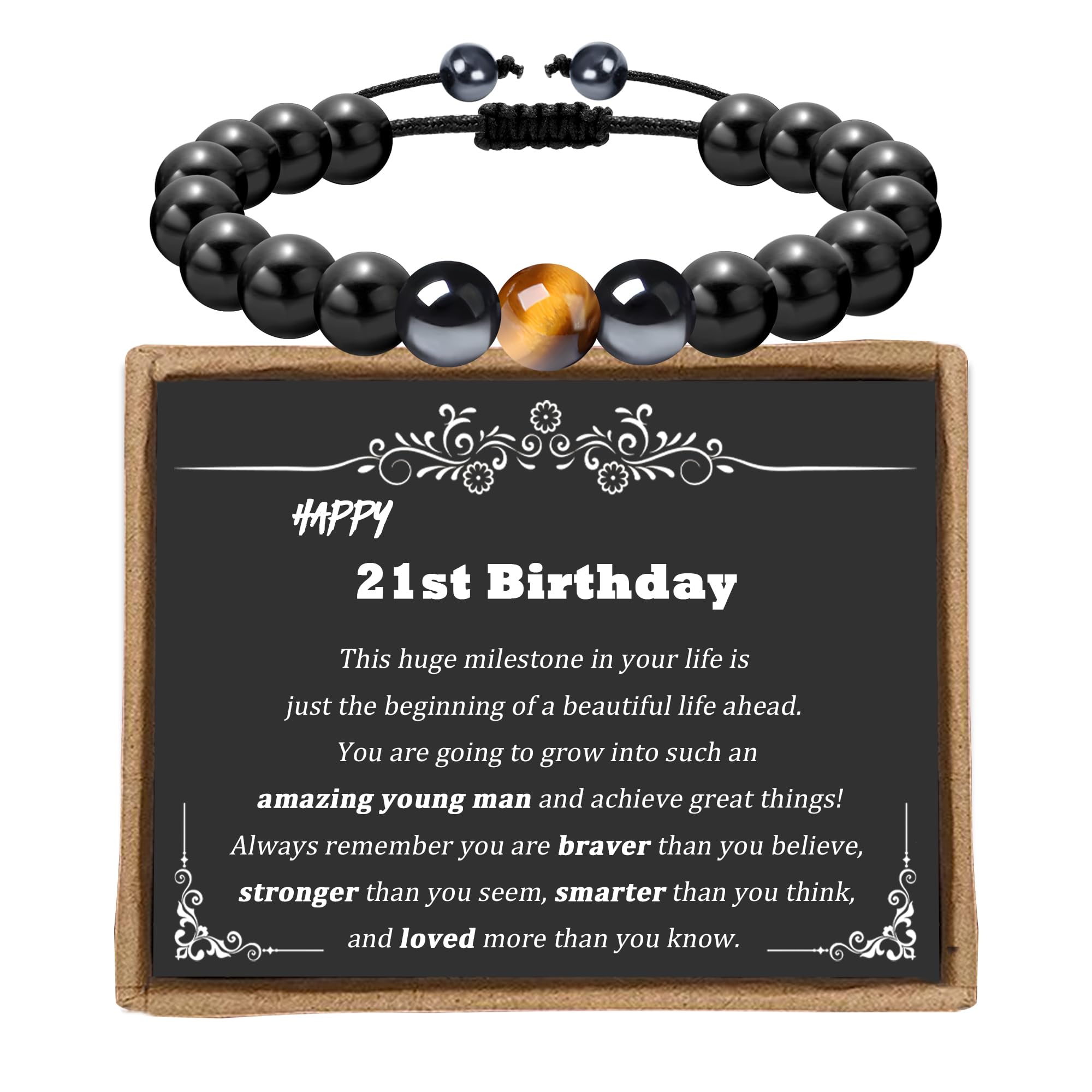 Happy 21St Birthday Gifts For Him, Adjustable Triple Protection Bracelet As 21 Year Old Birthday Gifts For Boys, 21St Bday Jewelry Gift For 21 Year Old Male