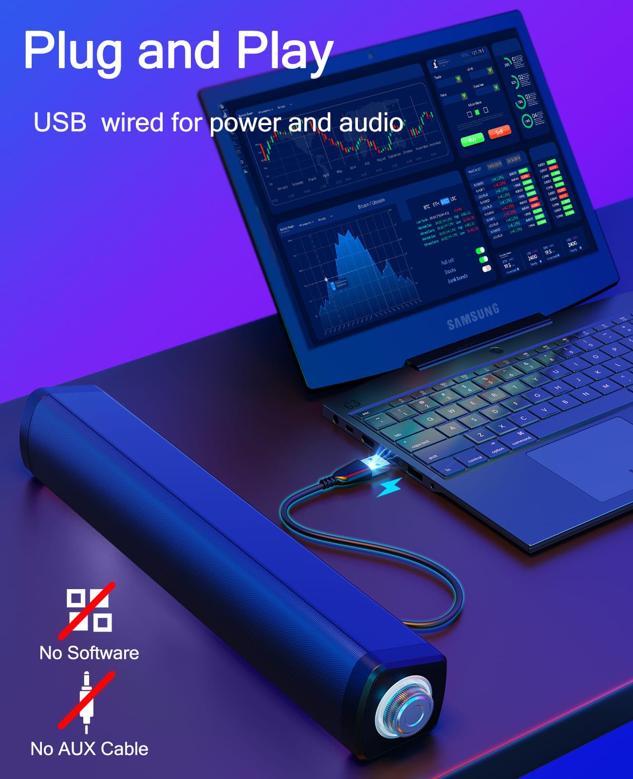 LENRUE Computer Speakers for Desktop Monitor, PC Speakers with Knob Control, Bluetooth Connect, USB Powered for Computer, PC, Laptop