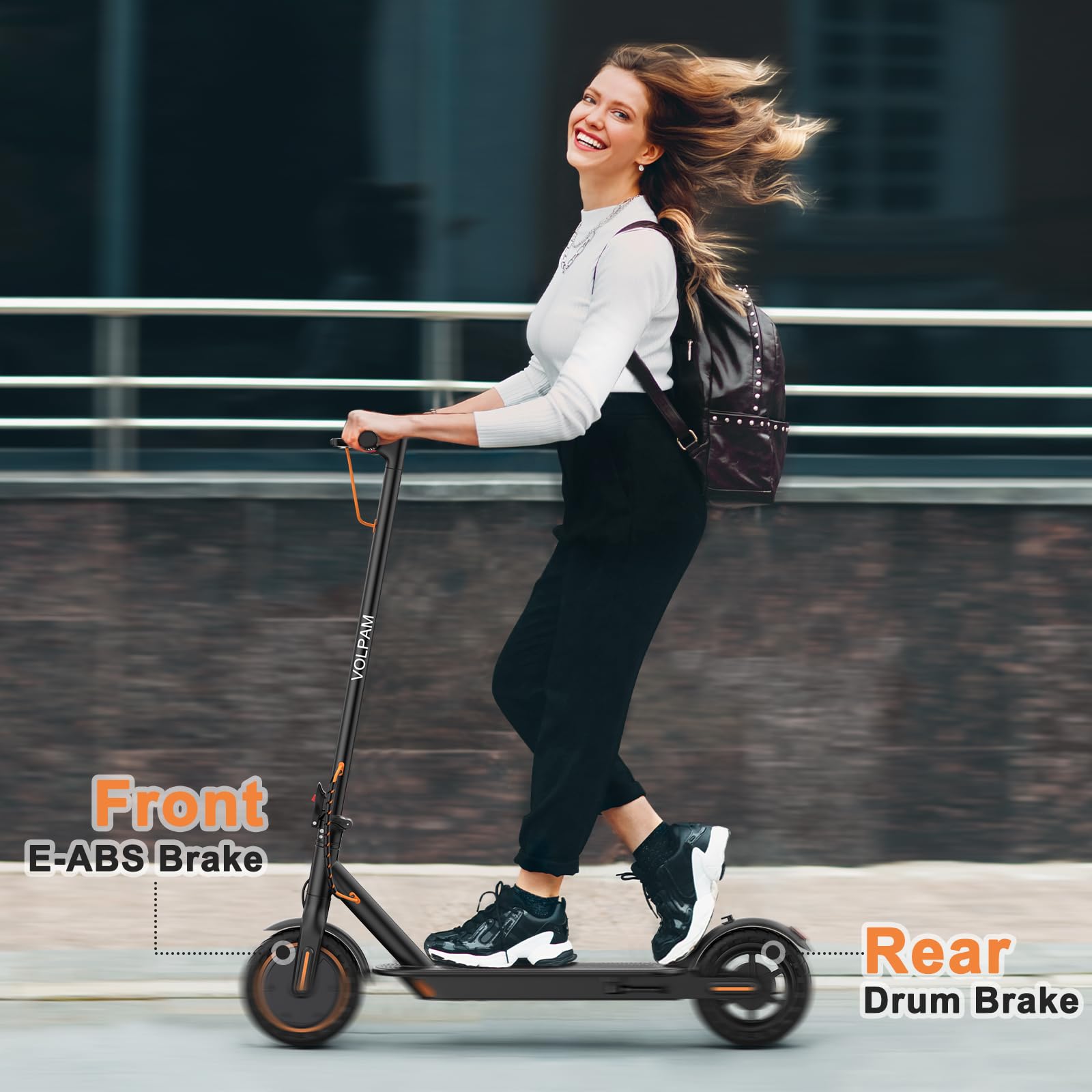 VOLPAM Adult Electric Scooter, 350W/500W/800W Powerful Motor, 8.5"/10"/11'' Solid Tires, 19/21/31Mph, 32/28/23/21/18/16Miles Max Range, Dual Braking