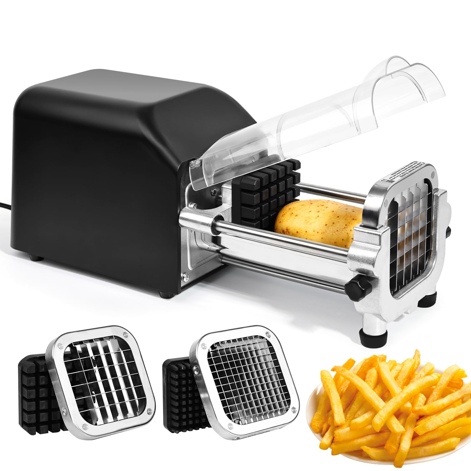 Befano Electric French Fry Cutter, Upgrade Lid Control Version with 1/2 Inch and 1/4 Inch Blade. 300w Commercial Grade Stainless Steel Potato Cutter