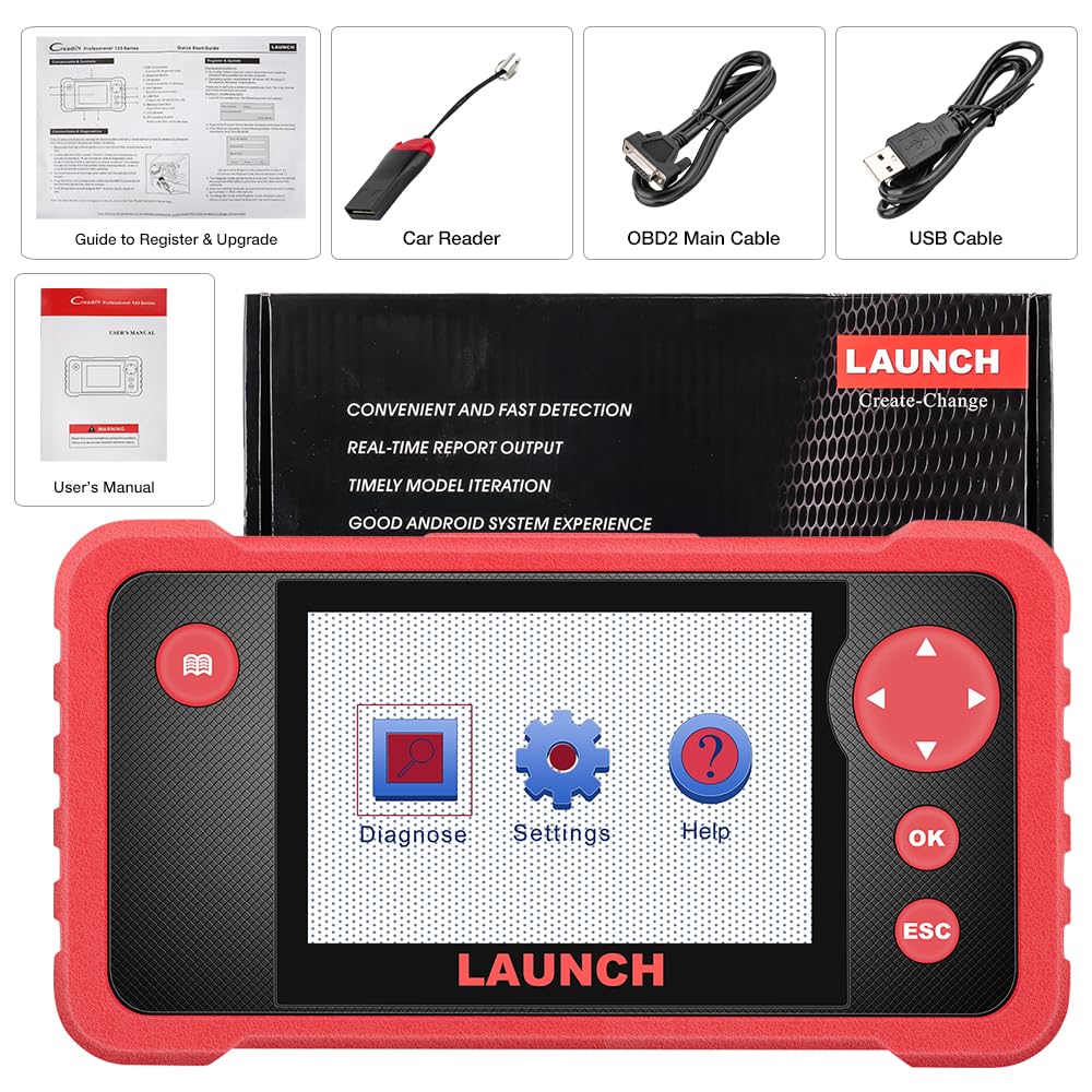 LAUNCH CRP123 V2.0 Elite OBD2 Scanner, 2025 New Engine/ABS/SRS/Transmission Car Diagnostic Tool With Oil Reset/Throttle Adaption/SAS Relearn , Check Engine Code Reader, Lifetime Free Update Scan Tool