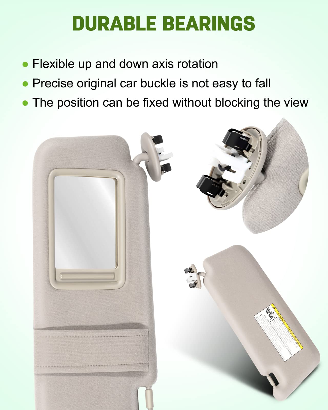 SCITOO Left Driver Side Beige Sun Visor Assembly fit for Toyota Camry 2006 2007 2008 2009 2010 2011 Windshield Visor with Sunroof Vanity Light