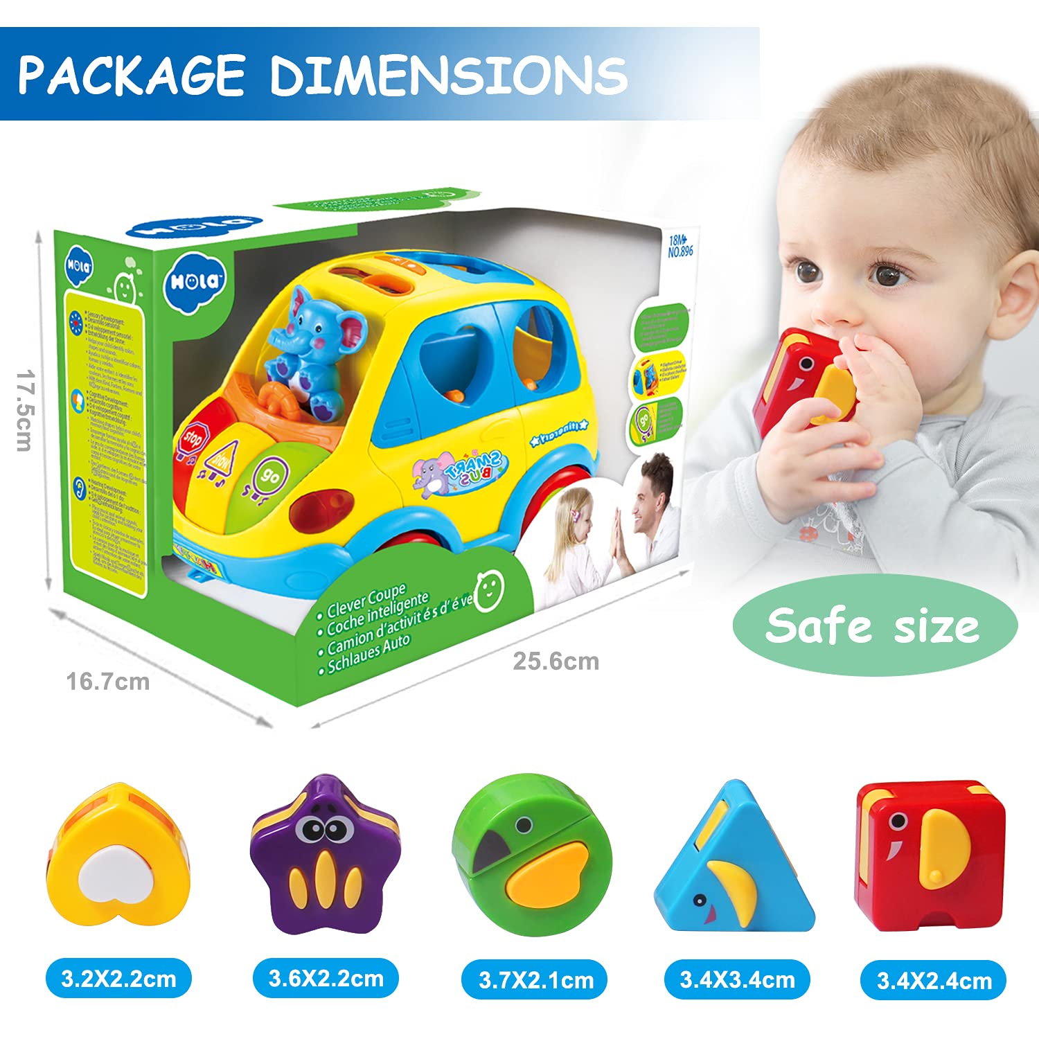 Baby Toys for 1 Year Old Boy Girl Gift Musical Bus Baby Toys 6-12 12-18 Months Toddler Toys Early Learning Montessori Toys for 1 2 3 Year Old Boy with Music/Light/Smart Shapes Christmas Birthday Gifts