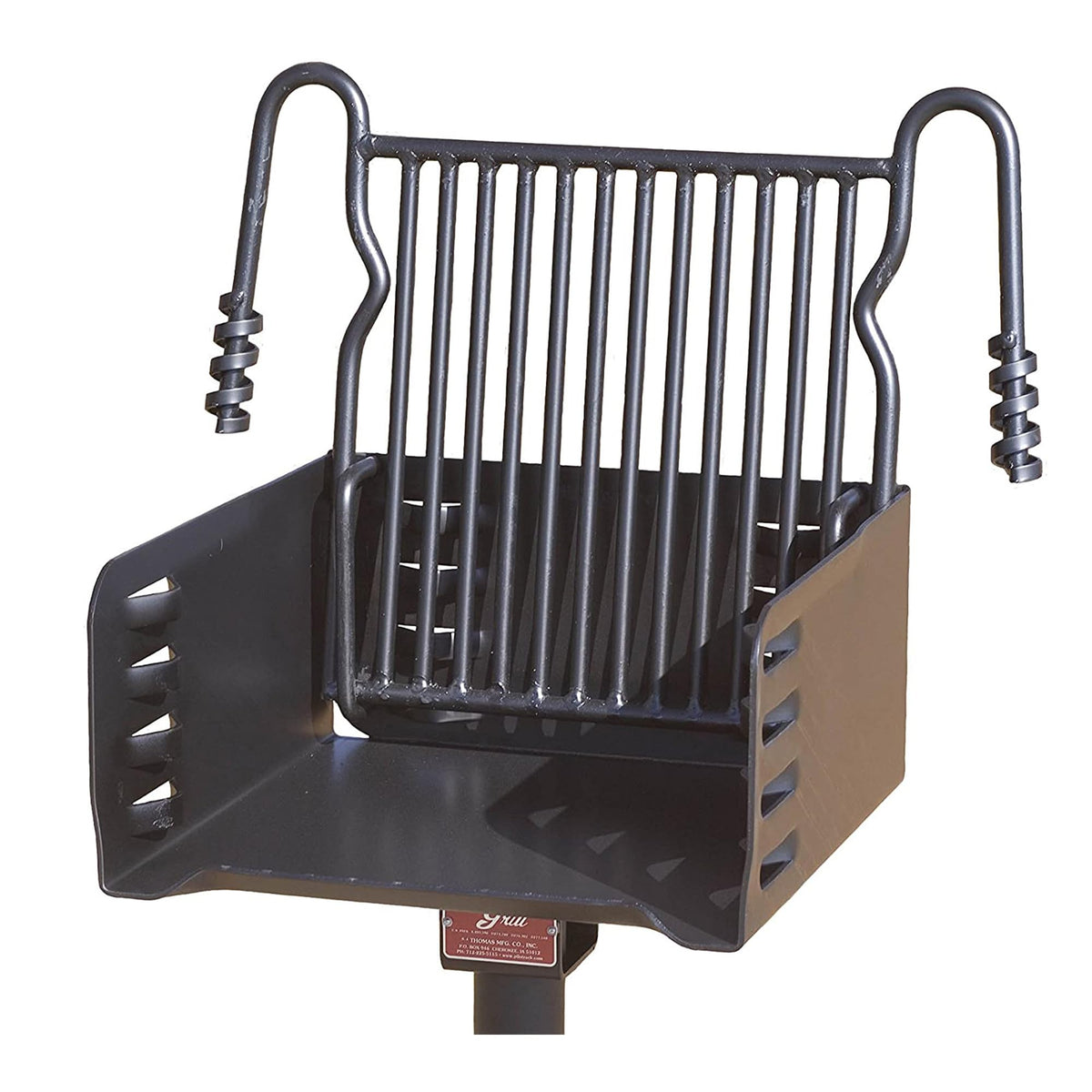 Pilot Rock Park Style Heavy Duty Steel Outdoor BBQ Charcoal Grill with Cooking Grate and 360 Degree Swivel Post for Camping or Backyard, Black