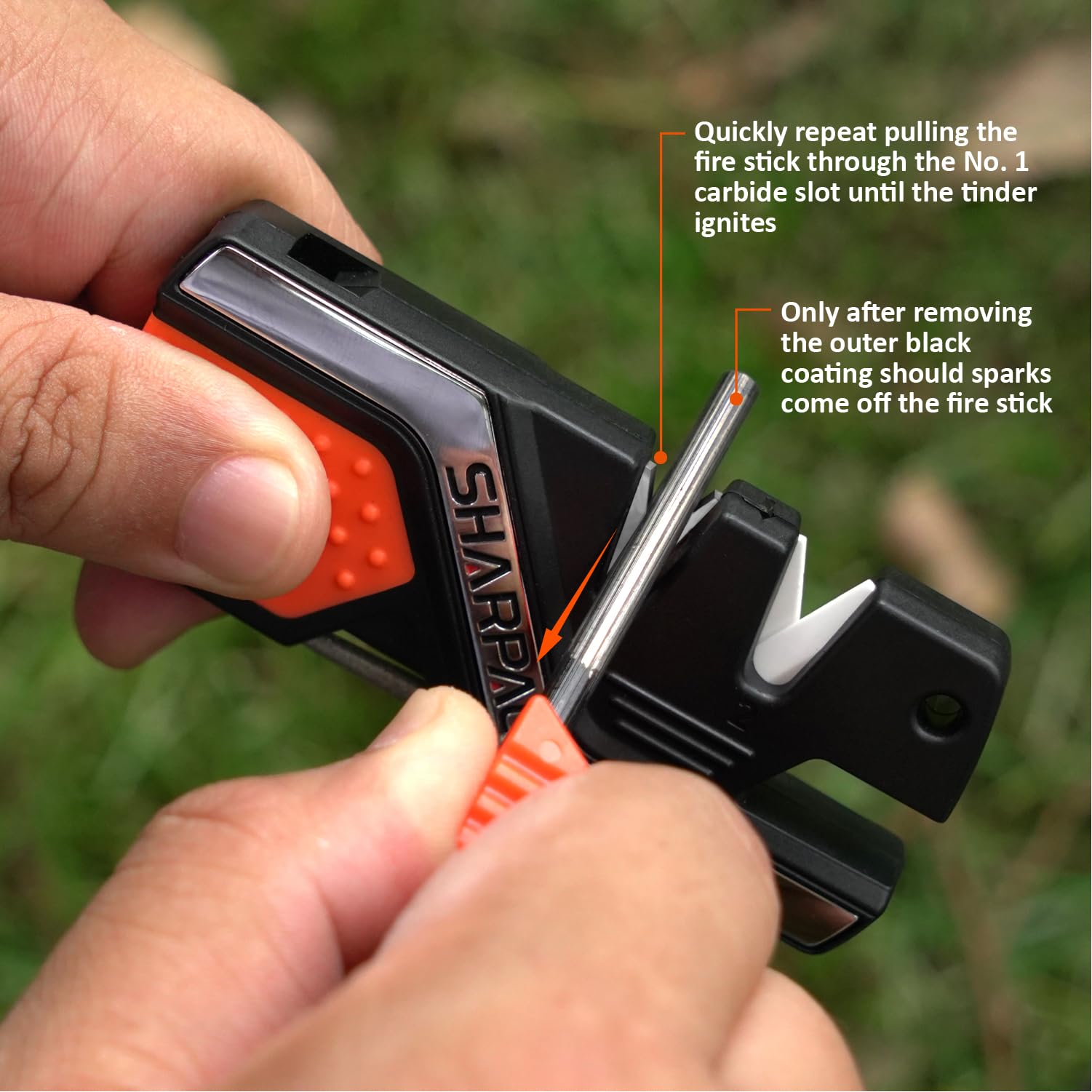 SHARPAL 101N 6-In-1 Pocket Knife Sharpener & Survival Tool, with Fire Starter Ferro Rod, Whistle & Diamond Sharpening Rod, Quickly Repair, Restore and Hone Straight and Serrated Blade