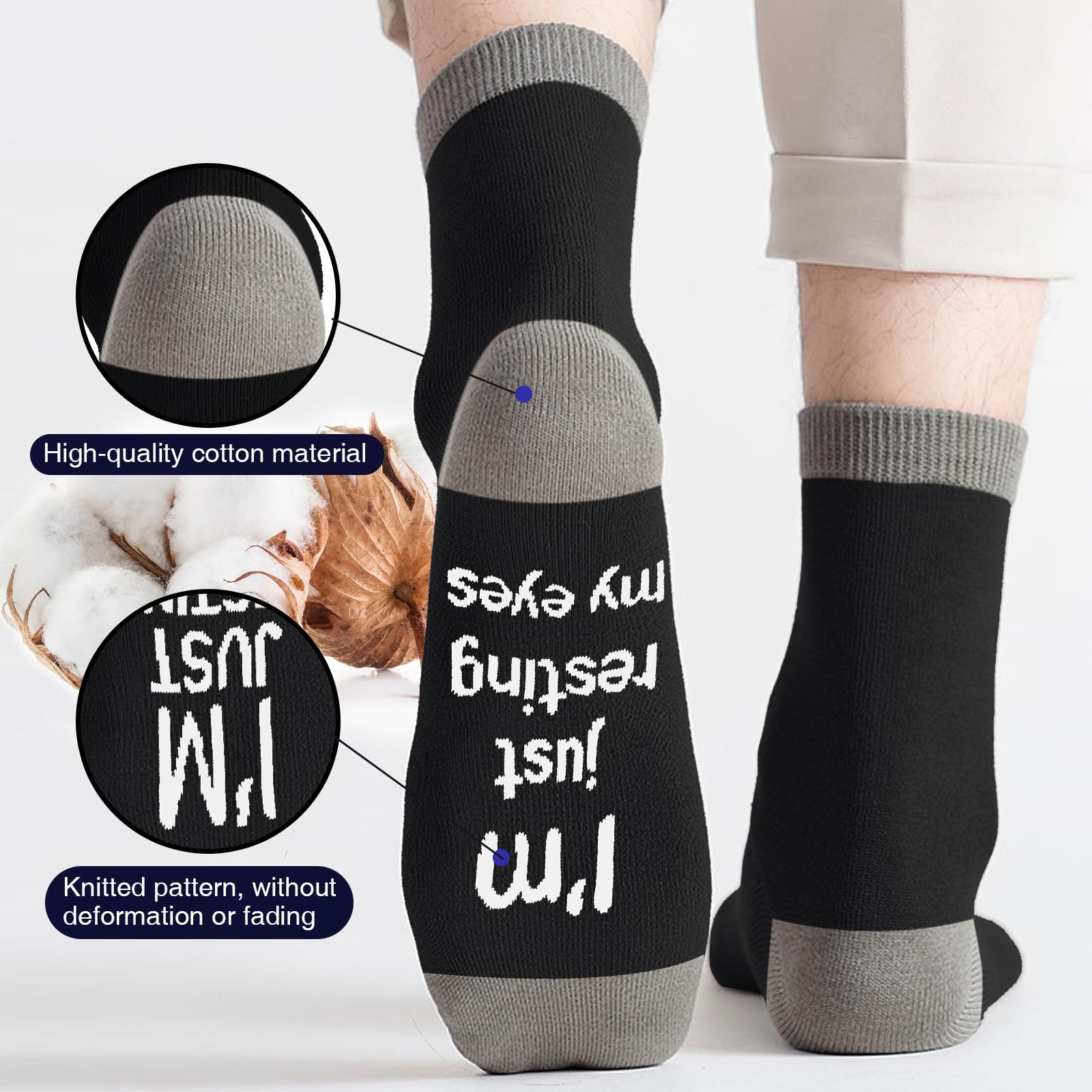 Dealswin Gifts for Dad Funny Socks: Birthday Gifts for Men Husband Garandpa, Stocking Stuffers for Men Father's Day Gifts idea, I'm Not Sleeping I'm Just Resting My Eyes Socks