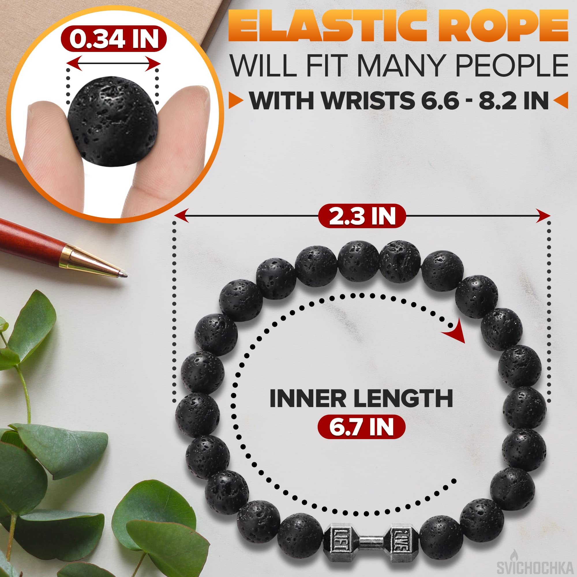 Lava Rock Bracelets for Men - 8mm Beaded Bracelets for Men Trendy Lava Rock Bracelet for Men Matching Bracelets Men Beaded Bracelet - Mens Bracelet Pack Bead Bracelet Men Women Dumbbell Bracelet