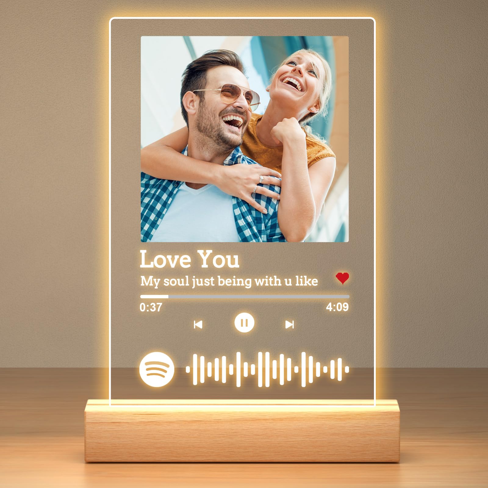 Custom Spotify Plaque Music Picture Frame, Personalized Acrylic Song Plaque Photo Frame, Personalized Anniversary Birthday Gifts for Women Men, Personalized Valentines Day Gifts for Her Him