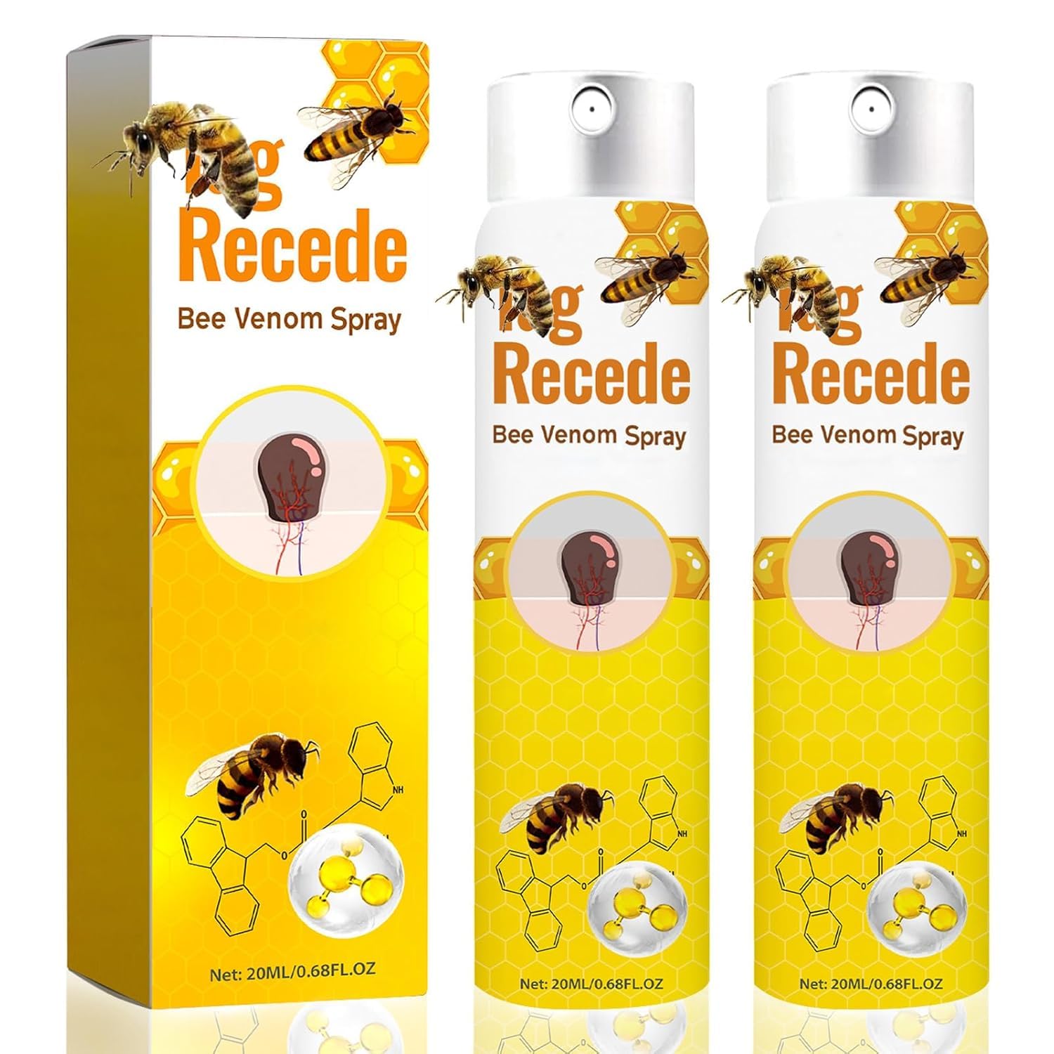 Bee Venom Spray Tag Recede - Bee Venom Spray for Women and Men Natural Bee Venom for All Skin Types(2 Pcs*20 ml)