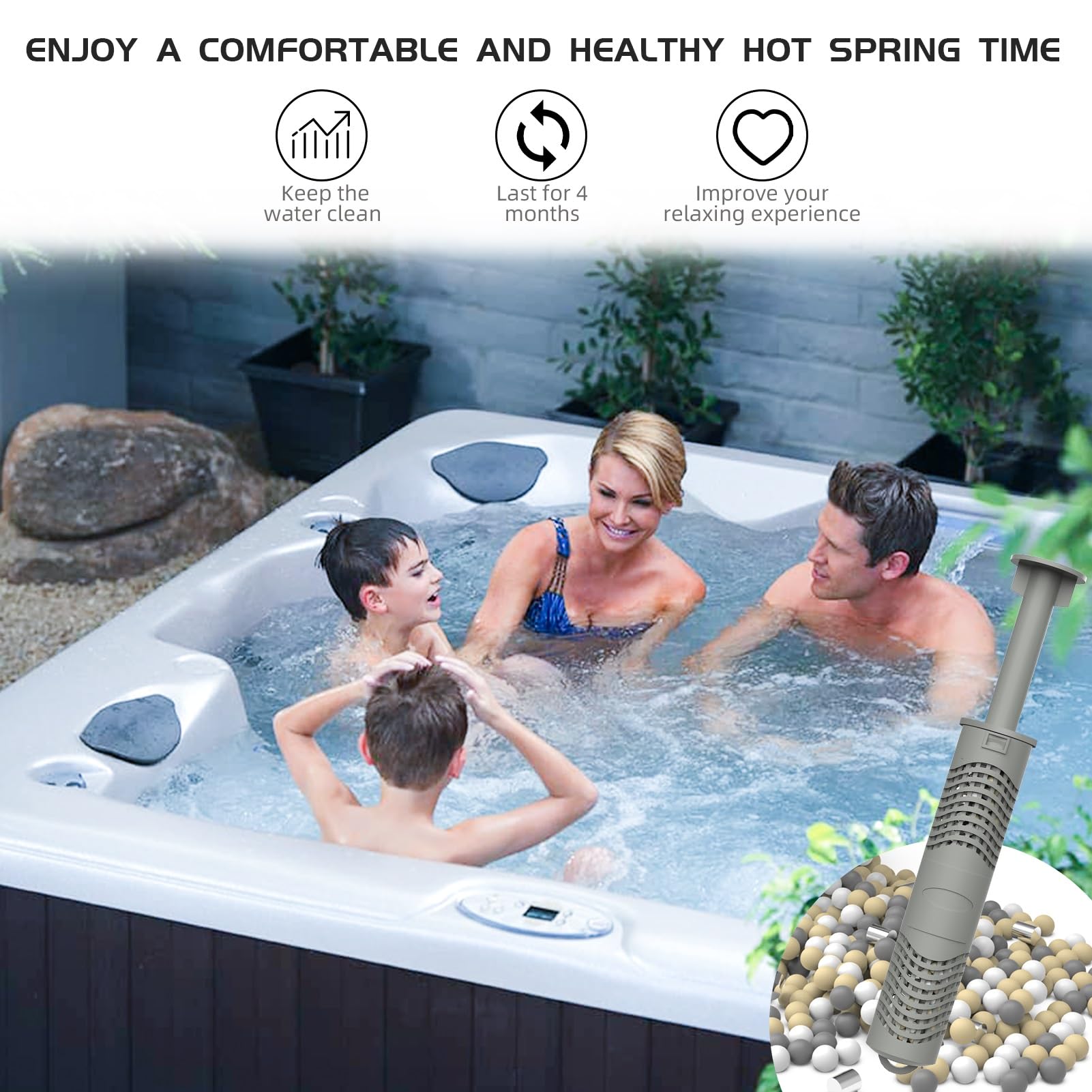 ROYOR Hot Tub Silver Ion Cartridge - Spa Mineral Sticks for Hot Tub, Spa Silver Ion Cartridge for Spa Hot Tub, 2 Pack