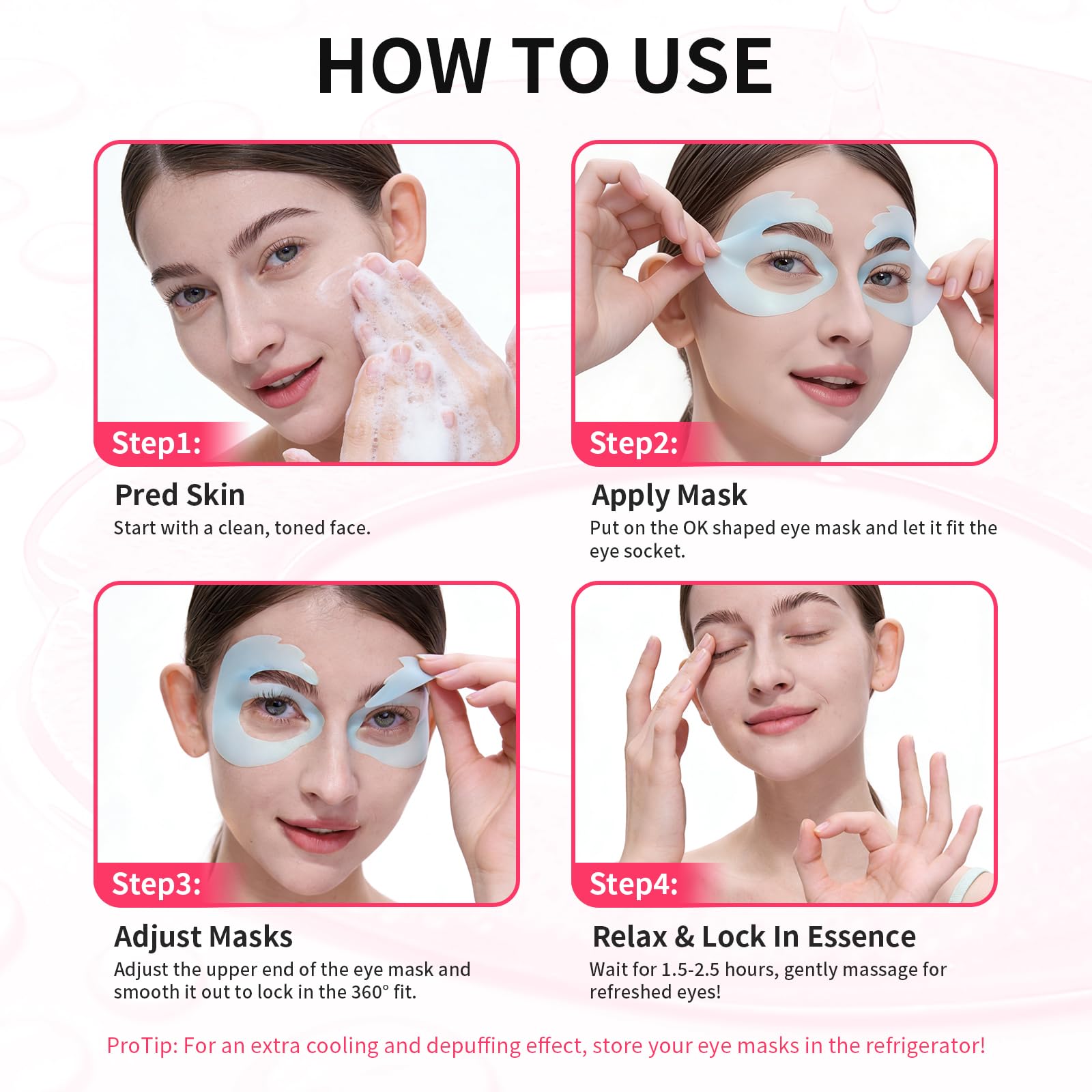SPODARE OK Shape Eye Masks, 360° Fit Under Eye Patches with Caffeine and Collagen, Firming & Hydrating Eye Mask for Dark Circles and Puffiness, Self Care Gifts for Women - 6 Pairs, Mystery White