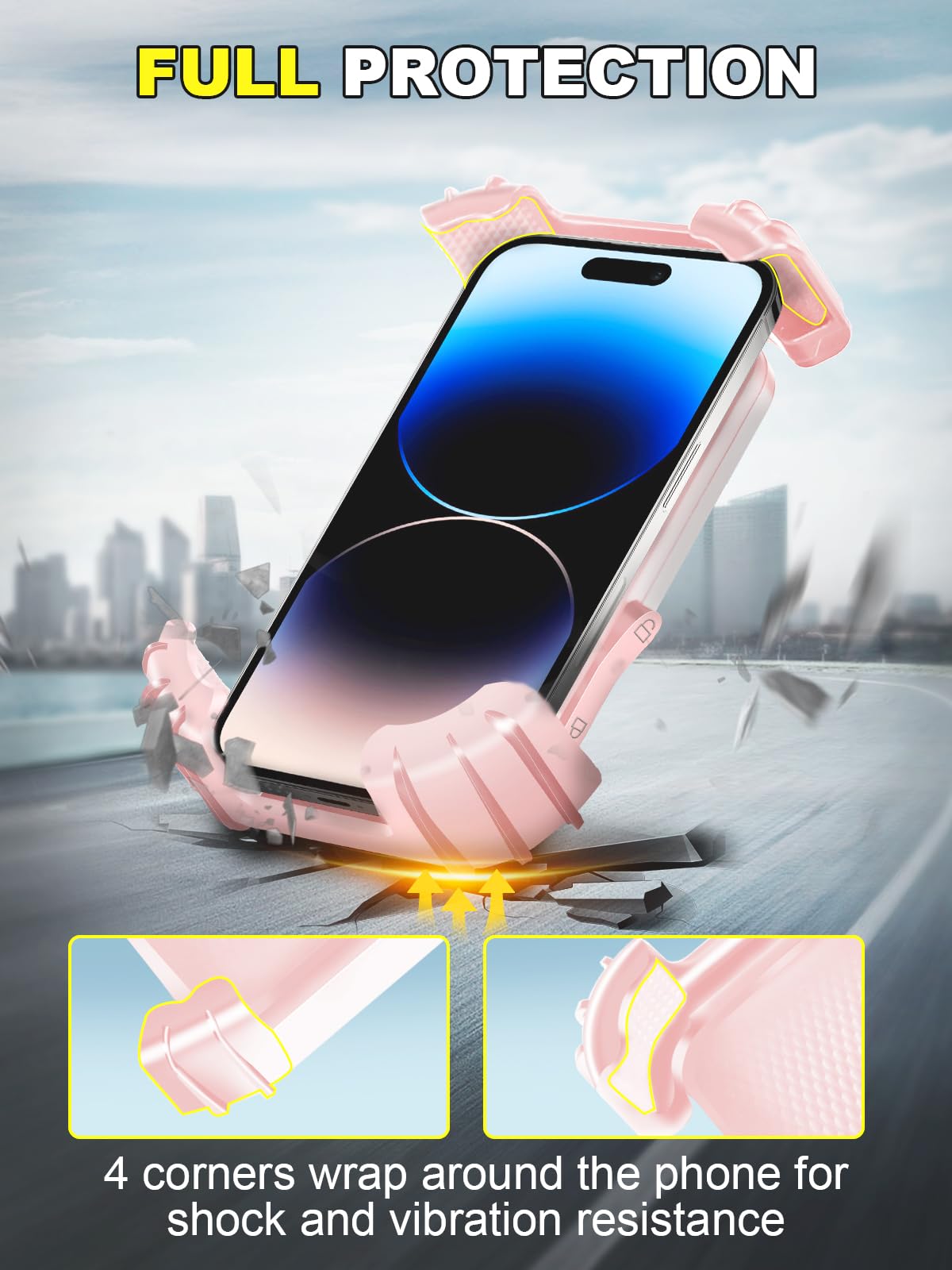 CRUIHOG Bicycle Phone Holder,Motorcycle Handlebar Phone Mount,1S Quick Lock Release,360°Rotation Silicone Wrapped Phone Clamp Stand for E-bike,Scooter ATV Strollers Bike Phone Clip,for 4.7- 6.8"Phones