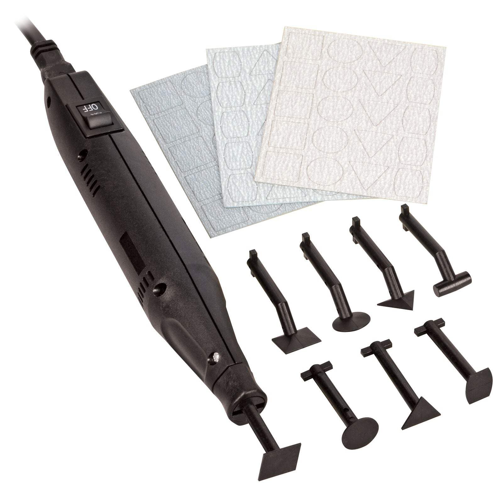 MicroLux® Micro Sander, Micro Power Reciprocating Sander for Models & Miniatures – Includes 8 Interchangeable Tips & 60 Sanding Pads, Compact 7,000 Strokes/Minute, 120V AC, Made in Japan