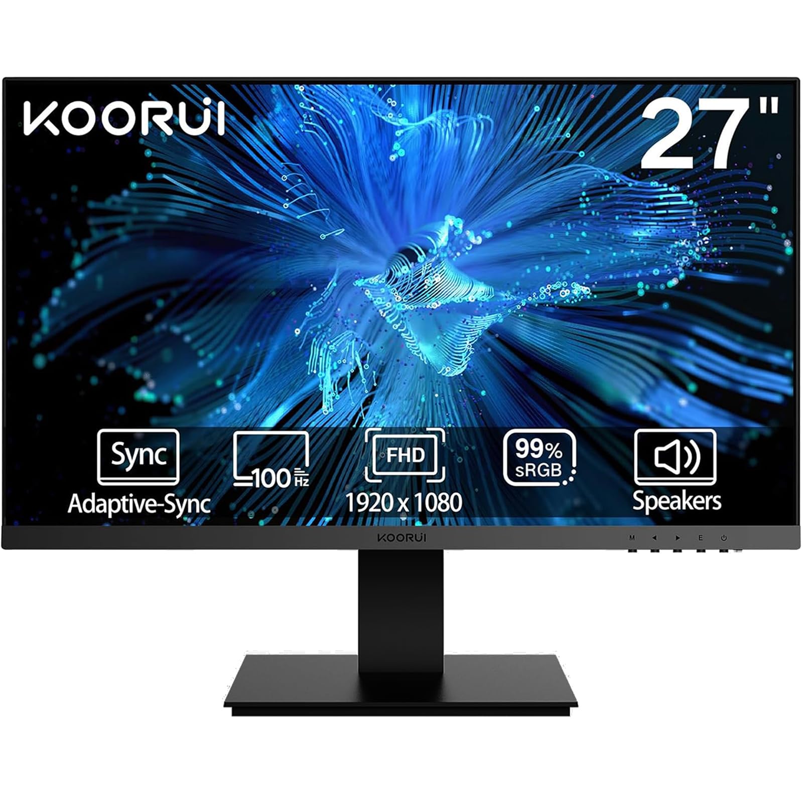 KOORUI 27-inch FHD Computer Monitor, 100Hz Full HD(1920 x 1080) Gaming Monitor with Speakers, HDMI,VGA & Audio Port, FreeSync, Tilt Adjustable, VESA Mountable, Zero-Frame, Black