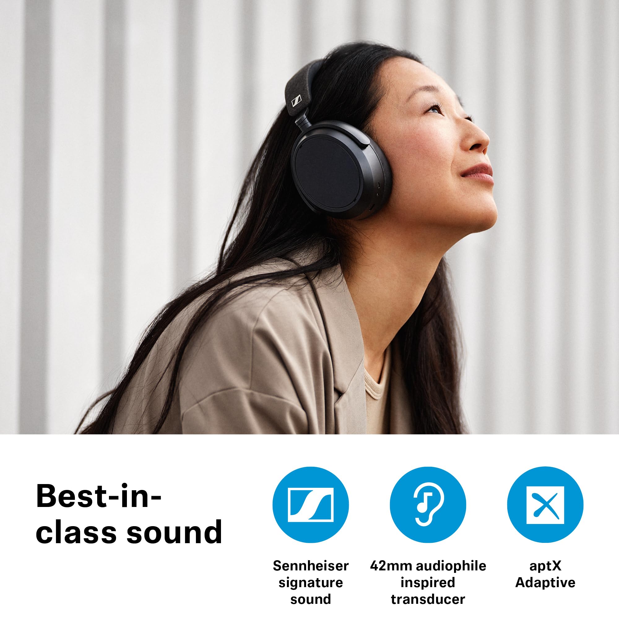 Sennheiser Consumer Audio Momentum 4 Wireless Headphones - Bluetooth Headset for Crystal-Clear Calls with Adaptive Noise Cancellation, 60h Battery Life, Lightweight Folding Design - Black