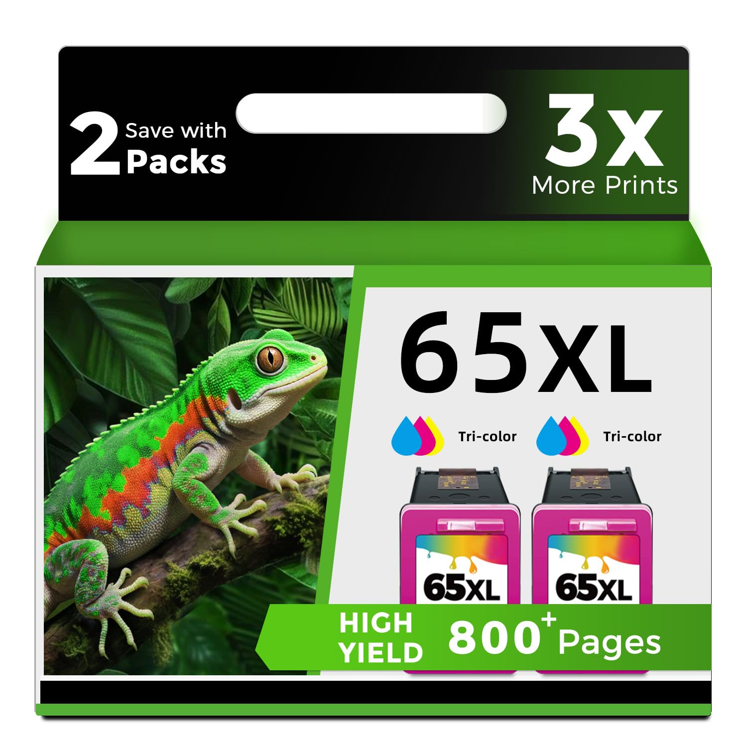 Ubinki 65XL Remanufactured Ink Cartridge Replacement for HP 65 XL 65XL HP65XL HP65 (Tri-Color, 2-Pack) Work with 5000 5055 3755 3700 3772 3722 2600 3752 2652 2655 2622 5052 5010 5014 Printers