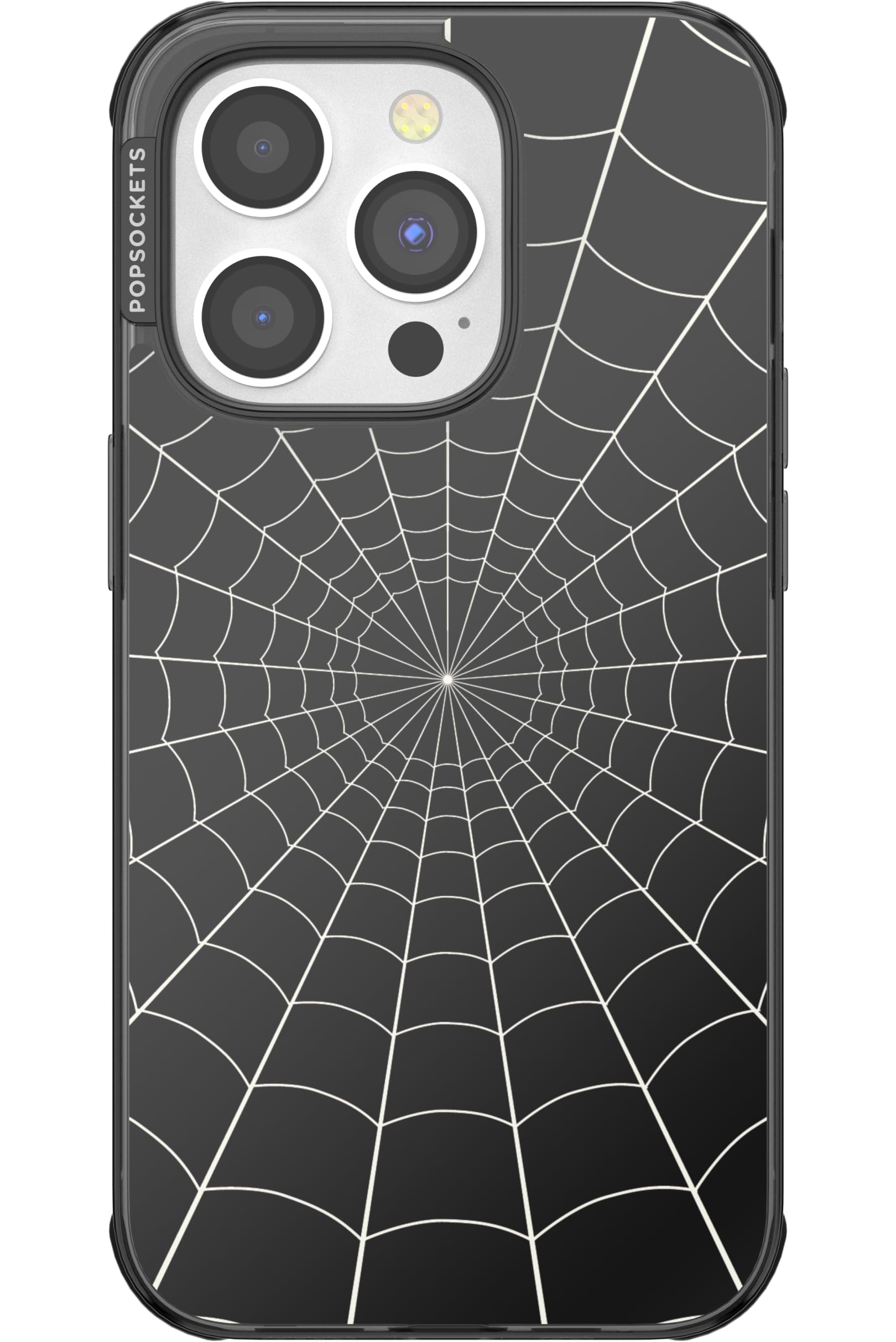 PopSockets iPhone 15 Pro Case with Round Phone Grip Compatible with MagSafe, Phone Case for iPhone 15 Pro, Wireless Charging Compatible, Spiderman - Black Web