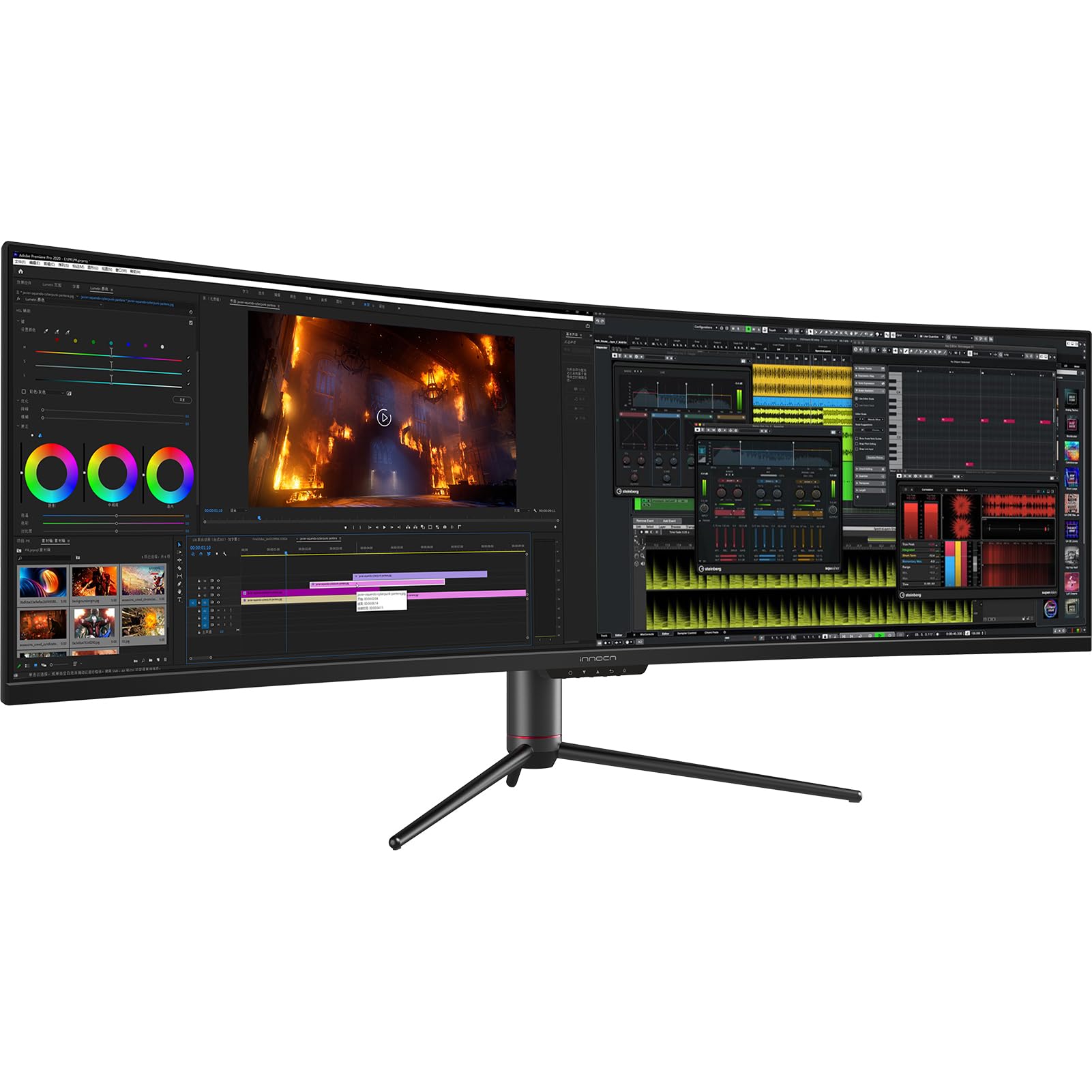 INNOCN 49" Curved Gaming Monitor 144Hz Ultrawide 32:9 WDFHD 3840 x 1080P, R1800, 99% sRGB, HDR400, USB Type C, DisplayPort, HDMI, Built-in Speakers, Height/Tilt Adjustable - 49C1G