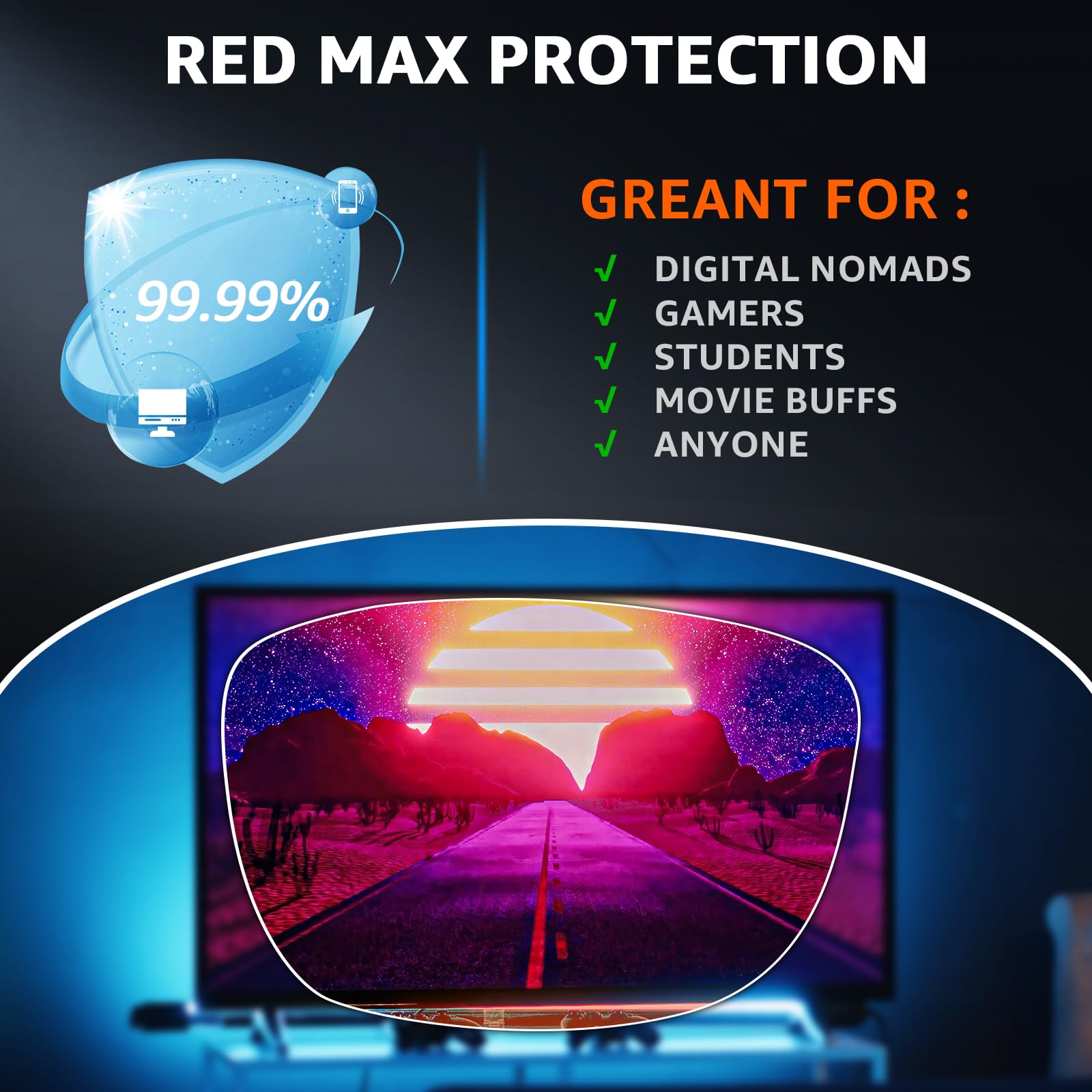 TJUTR Sleep Blue Light Blocking Glasses for Women Men, Professional 2.0 AR Coatings Red Lens for Computer Reduce Eyestrain