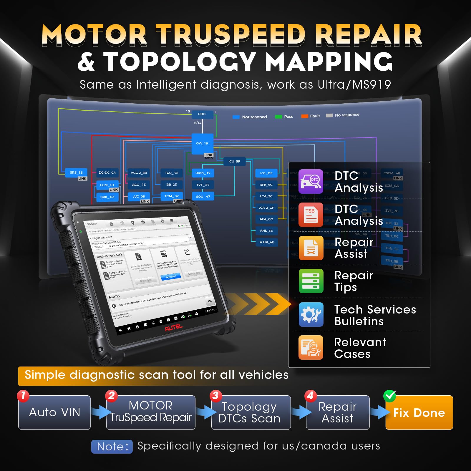 Autel MaxiCom Ultra Lite Scanner: 2 Years Free Update, 2024 New Upgrade of MS919/Elite II Pro/MS909, Same as MaxiSys Ultra, Motor TruSpeed Repair, Topology Mapping, Programming & Coding, 40+ Services