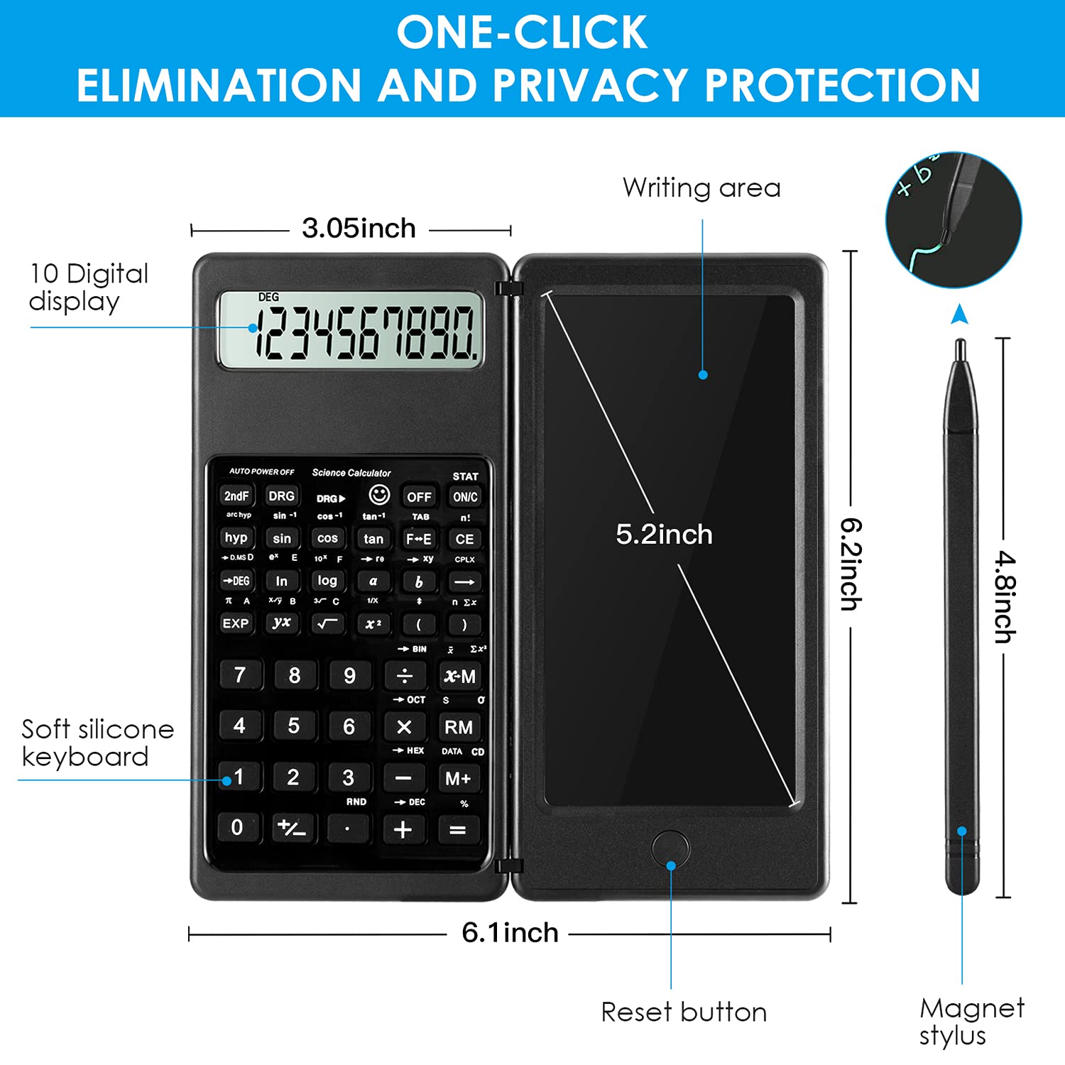 IPepul Scientific Calculators for Students, 10-Digit Large Screen, Math Calculator with Notepad, Classroom Must Haves for Middle High School Supplies & College (Black)