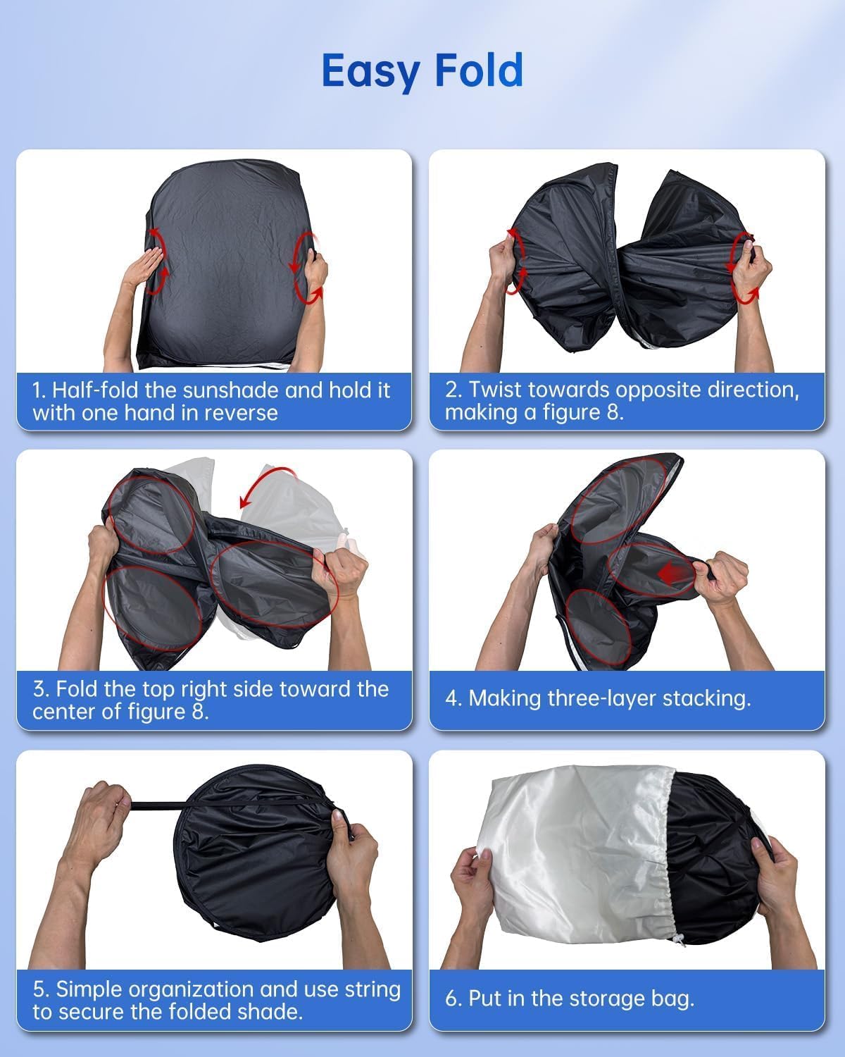 Windshield Sun Shade for Car, 4-Layer Reflective Sunshade Blocks Heat & UV, Sun Shade Windshield Keeps Interior Cooler, Pop-Up Design, Folds Quickly for Storage | For Trucks & Large Vehicles (69"x36")