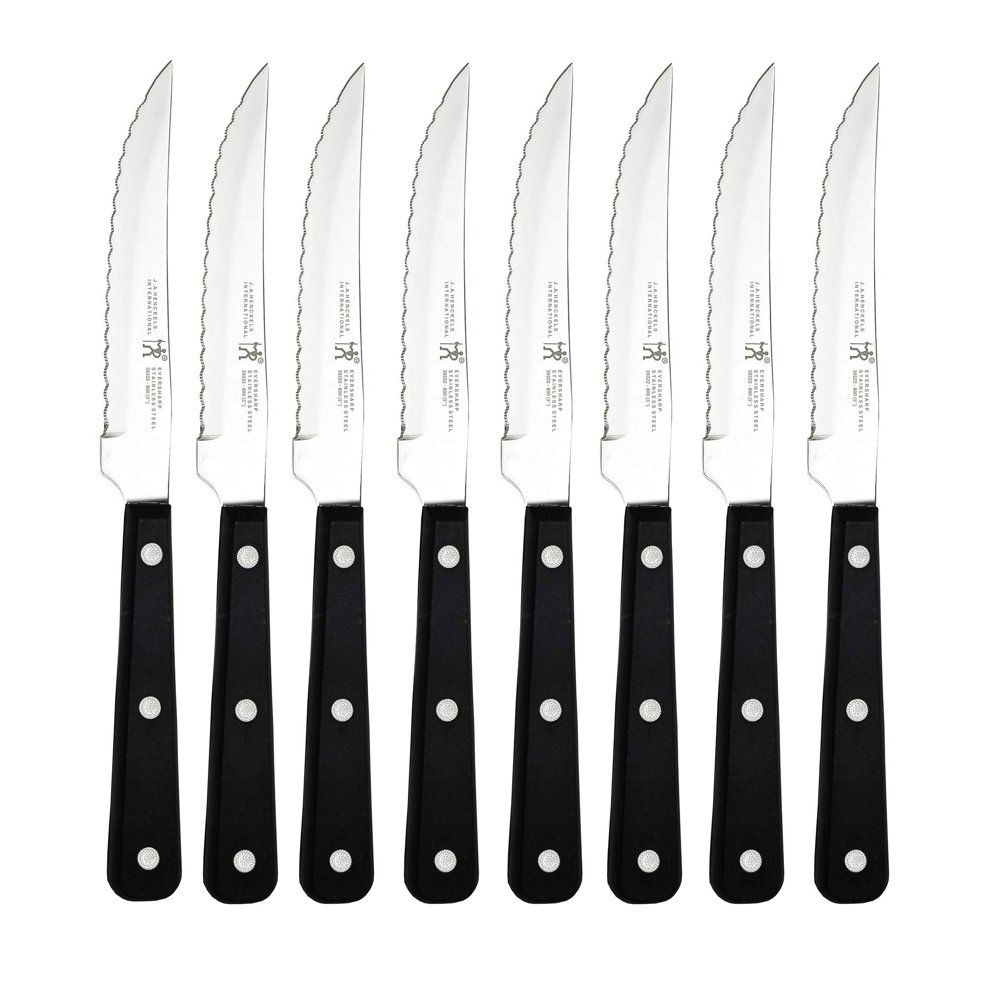 HENCKELS Razor-Sharp Steak Knife Set of 8, German Engineered Informed by 100+ Years of Mastery,Black