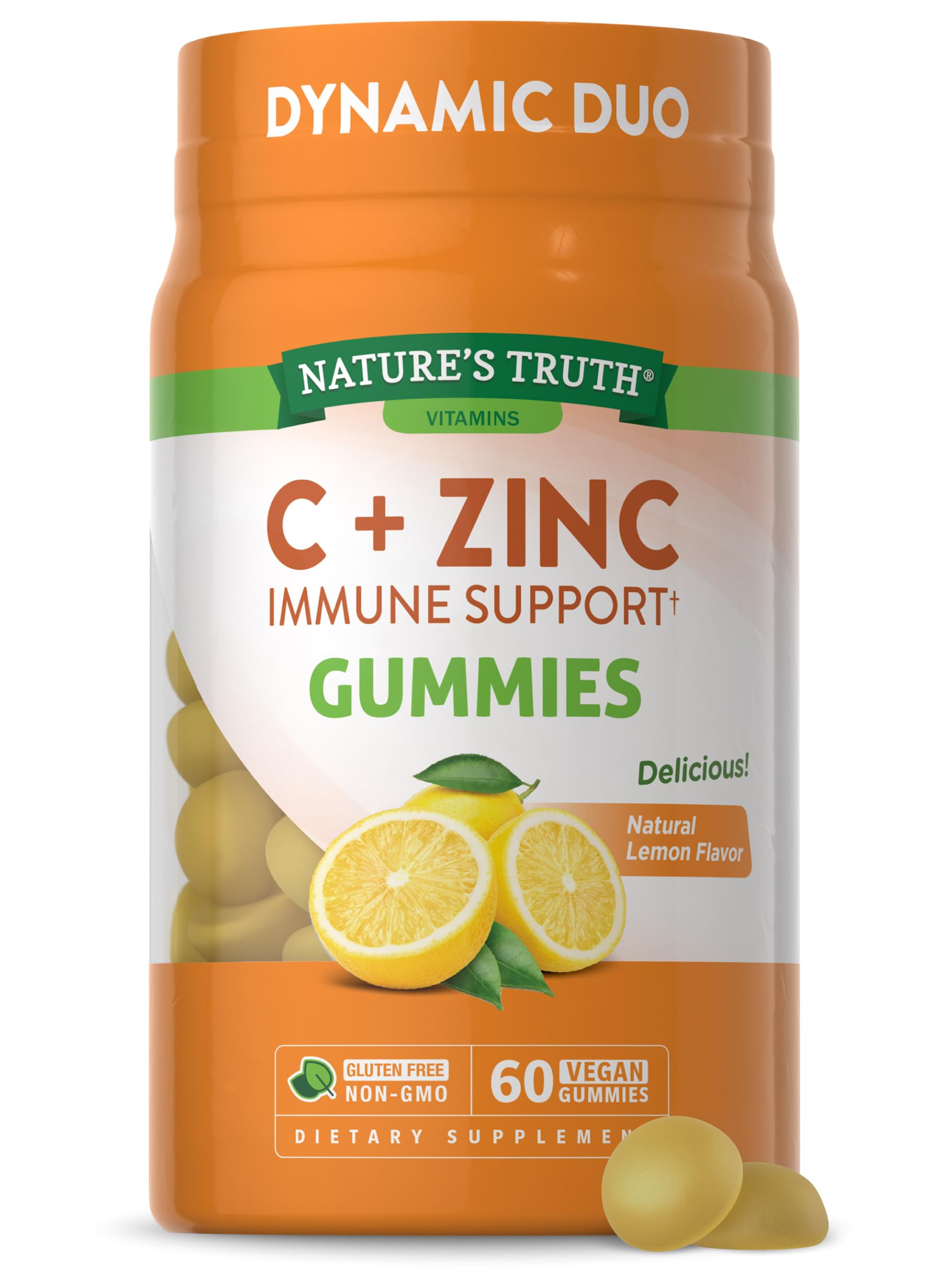 Vitamin C Gummies with Zinc for Adults | 60 Count | Immune Support Supplement | Vegan, Non GMO & Gluten Free | by Natures Truth