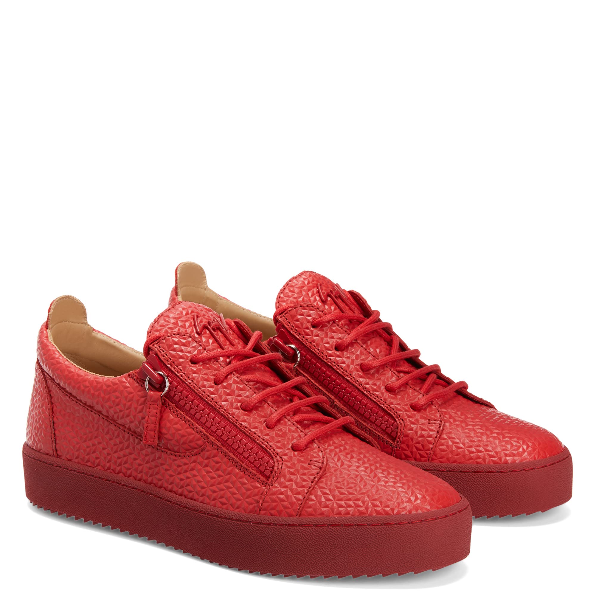 Giuseppe Zanotti, Frankie Pyramid-Print Low-Top Sneakers, 10, Red