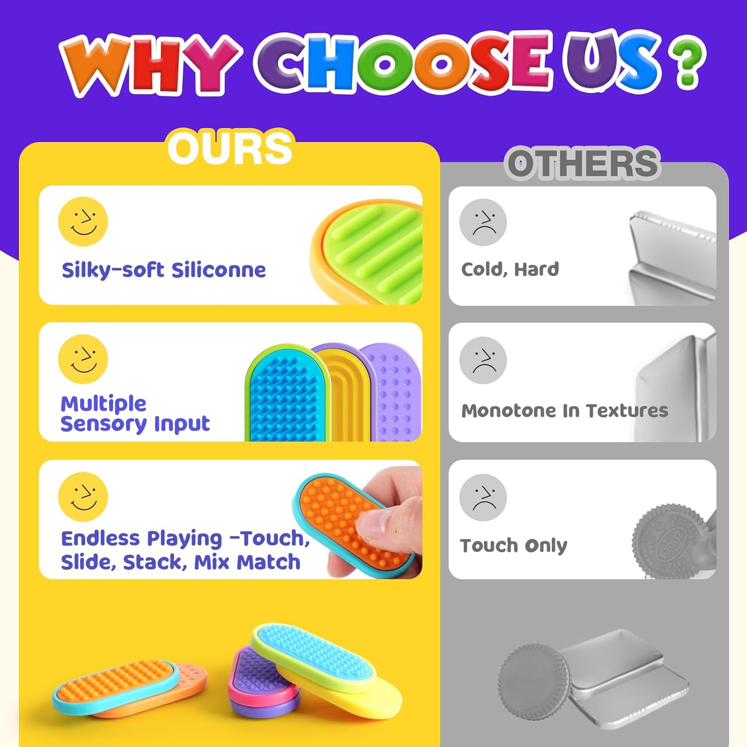 Sensory Fidget Magnet Toys for Kids: Silicone Magnetic Sliders Stress Fidgets for Autism, Stress Small Fidget Toys for Adults Office Desk / Travel Classroom Must Haves, Easter Gifts for Kids