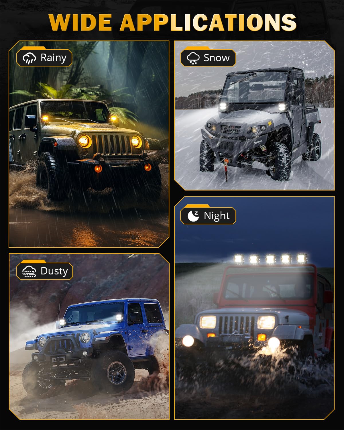 Auxbeam 3 Inch 96W Amber White LED Light Pods XP-Ultra Series 6 Modes Dual Color Fog Light Cube Spot Flood Combo Strobe Lights Driving Offroad Ditch Lights for Truck Jeep, Pair