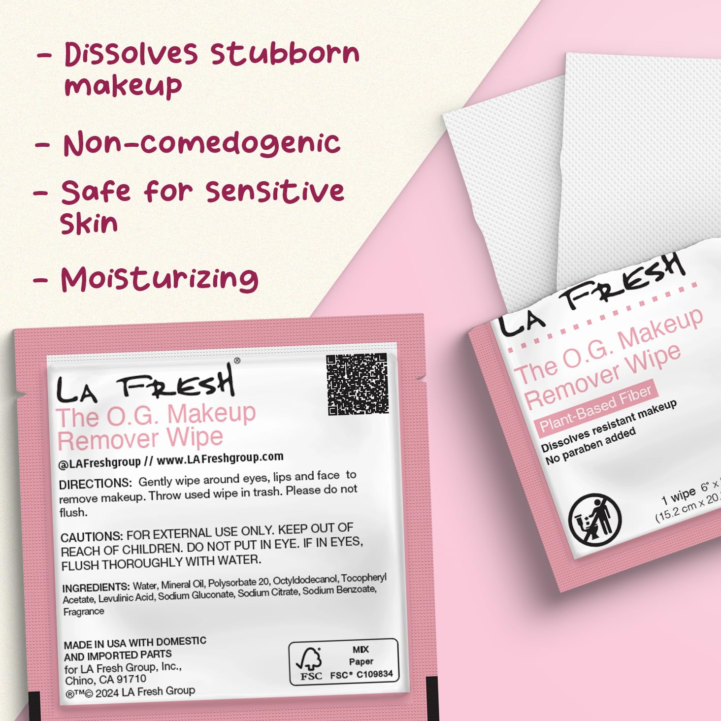 La Fresh Makeup Removal Facial Cleansing Wipes, Waterproof, 200 Count, Skin Care Travel Essentials