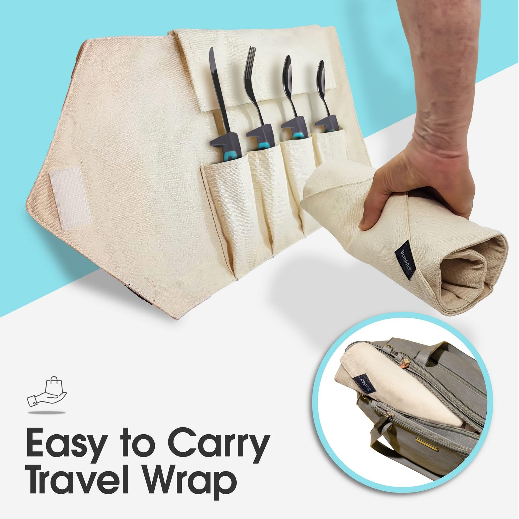 BunMo Adaptive Weighted Utensils Bundle - Utensils for Elderly, Arthritis, Weak Hand Grip & Handicapped - Stainless Steel - Weighted Utensils for Tremors and Parkinsons Patients