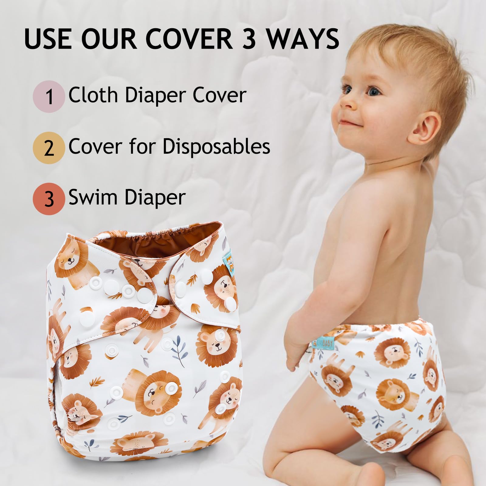 ALVA 3 pcs Baby Cloth Diaper Covers, Swim Diaper,Cloth Nappy Shell Baby Girls and Boys
