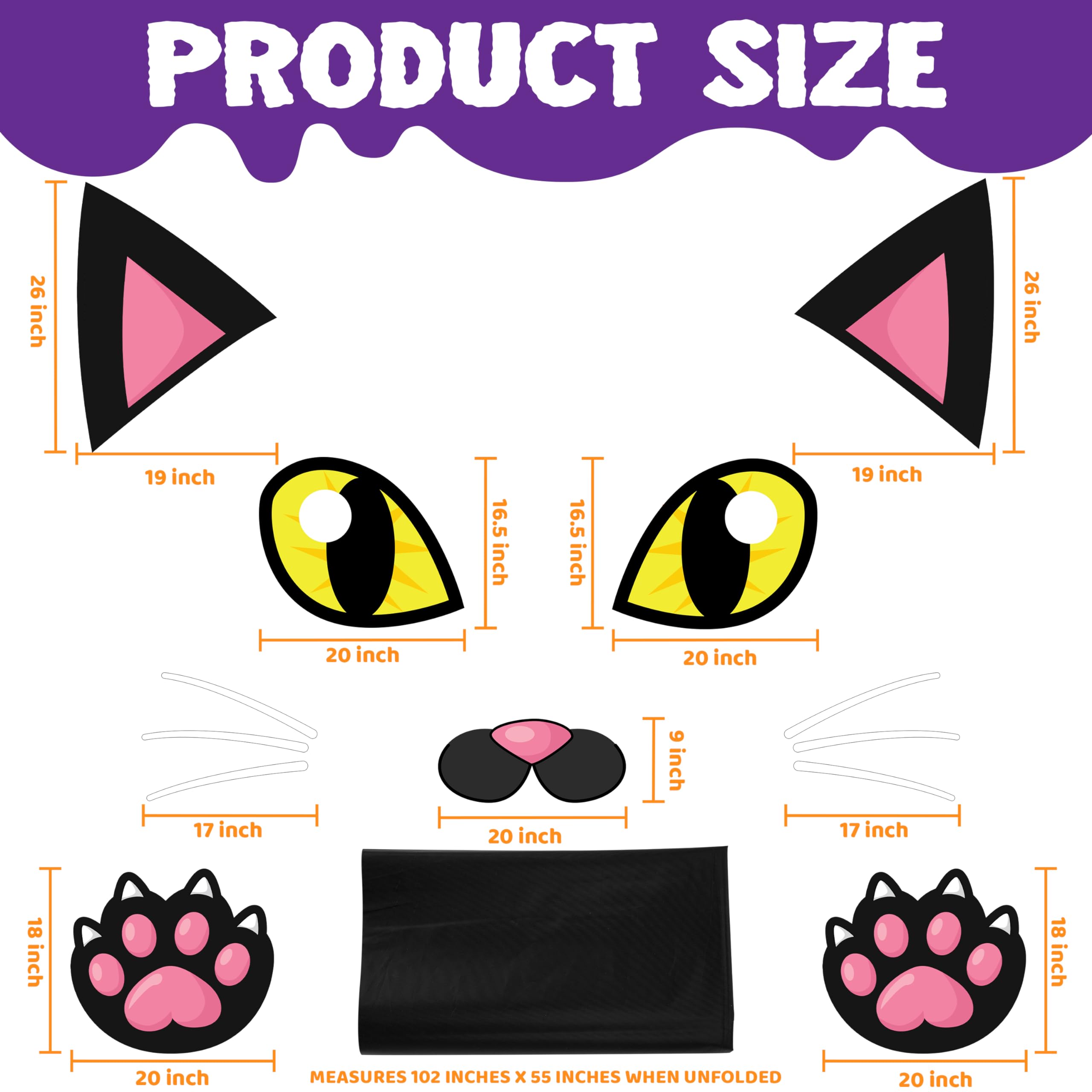 JOYIN Halloween Cat Trunk or Treat Car Decorations Kit for SUV Van Vehicle Trunk, Cute Halloween Stickers Balloons Hand Head Archway Garage Door Haunted House Outdoor Halloween Decorations Outside