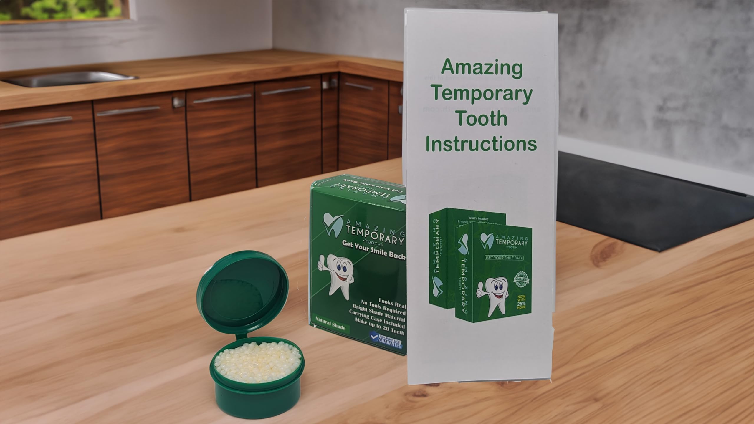 Amazing Temporary Tooth Replacement Kit, Temp Missing Teeth Repair,  Natural Shade