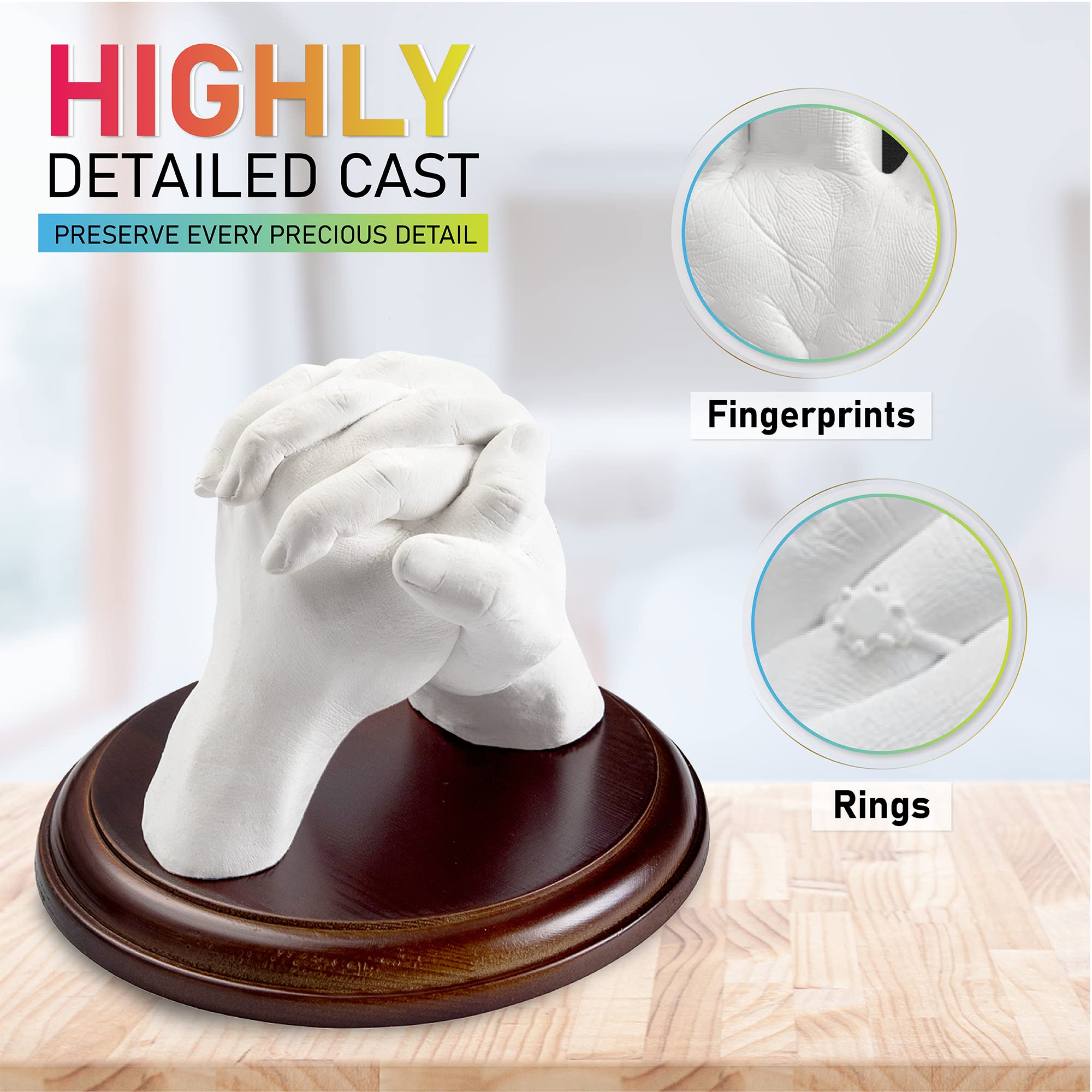 Hula Home Hand Casting Kit for Couples or Family | Paint & Mounting Plaque Included | DIY Plaster Hand Mold Keepsake Sculpture Kit Gifts for Her, Kids, Weddings, Anniversary