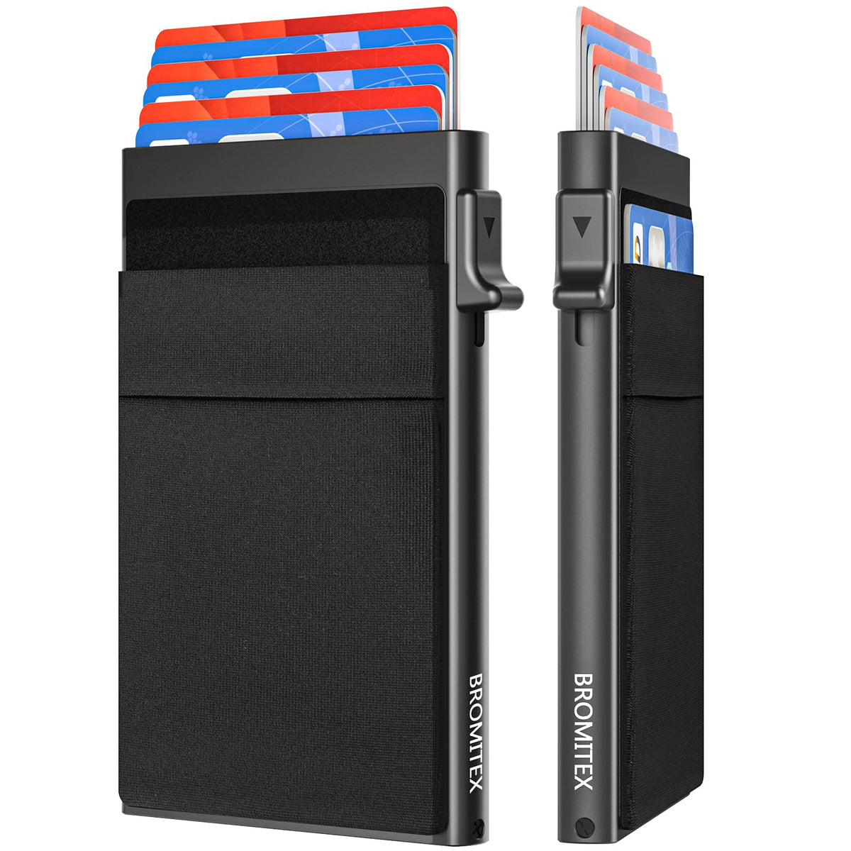 Gifts for Men, Pop Up Minimalist Wallet for Men RFID Blocking Slim Credit Card Holder Front Pocket EDC Mens Wallet (Black)