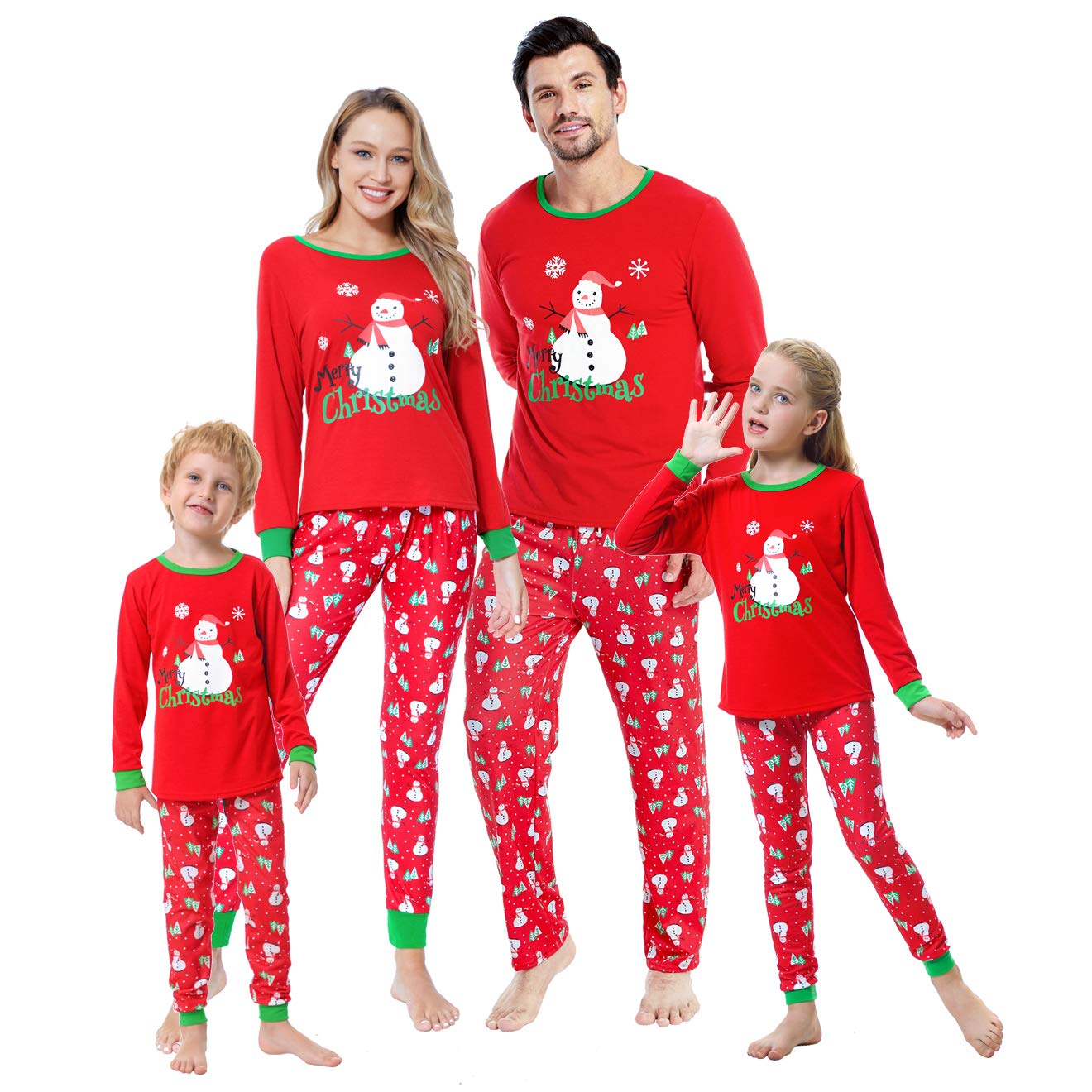 YIJIU Christmas Matching Family Pajamas Boys and Girls Red Xmas Snowman Sleepwear PJS Set,Snowman,Men-M