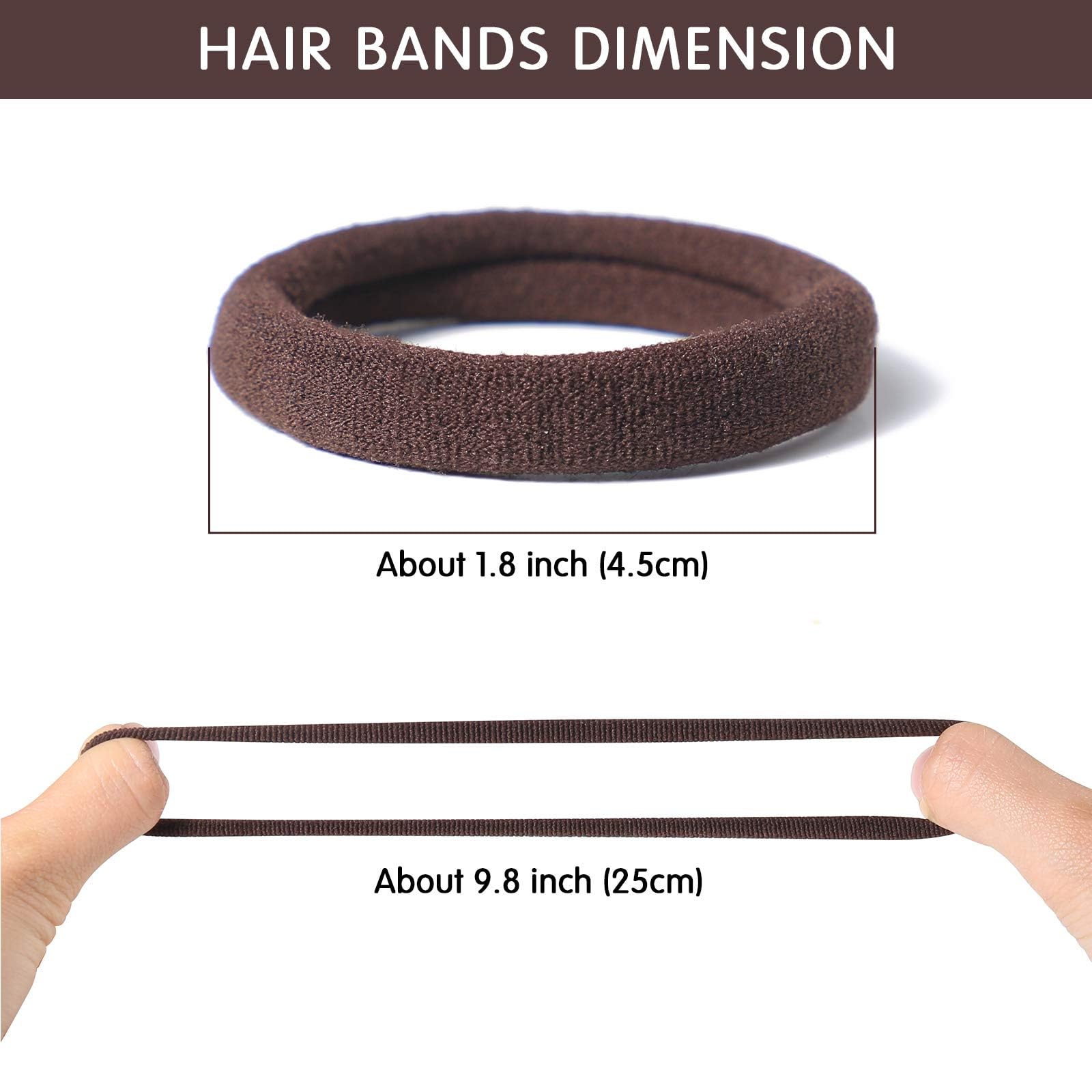 100 Pcs Thick Seamless Brown Hair Ties, Ponytail Holders Hair Accessories No Damage for Thick Hair, Christmas Accessories Gifts (Natural Colors)