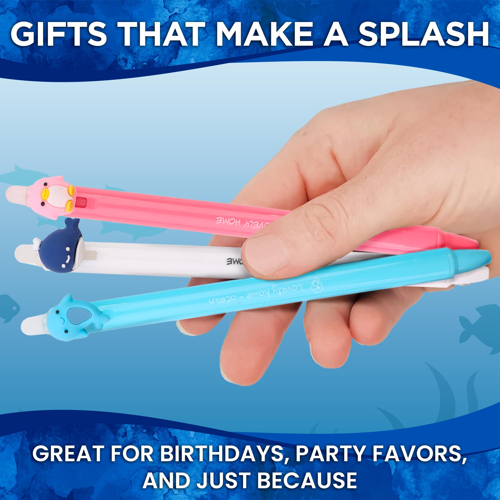 BUNMO Erasable Gel Pens 12 Pack w/Refills Included - Tween Stocking Stuffers Girls - Christmas Gifts for Girls - School Supplies - Erasable Pens for Smooth Writing & Drawing - Ocean Animals