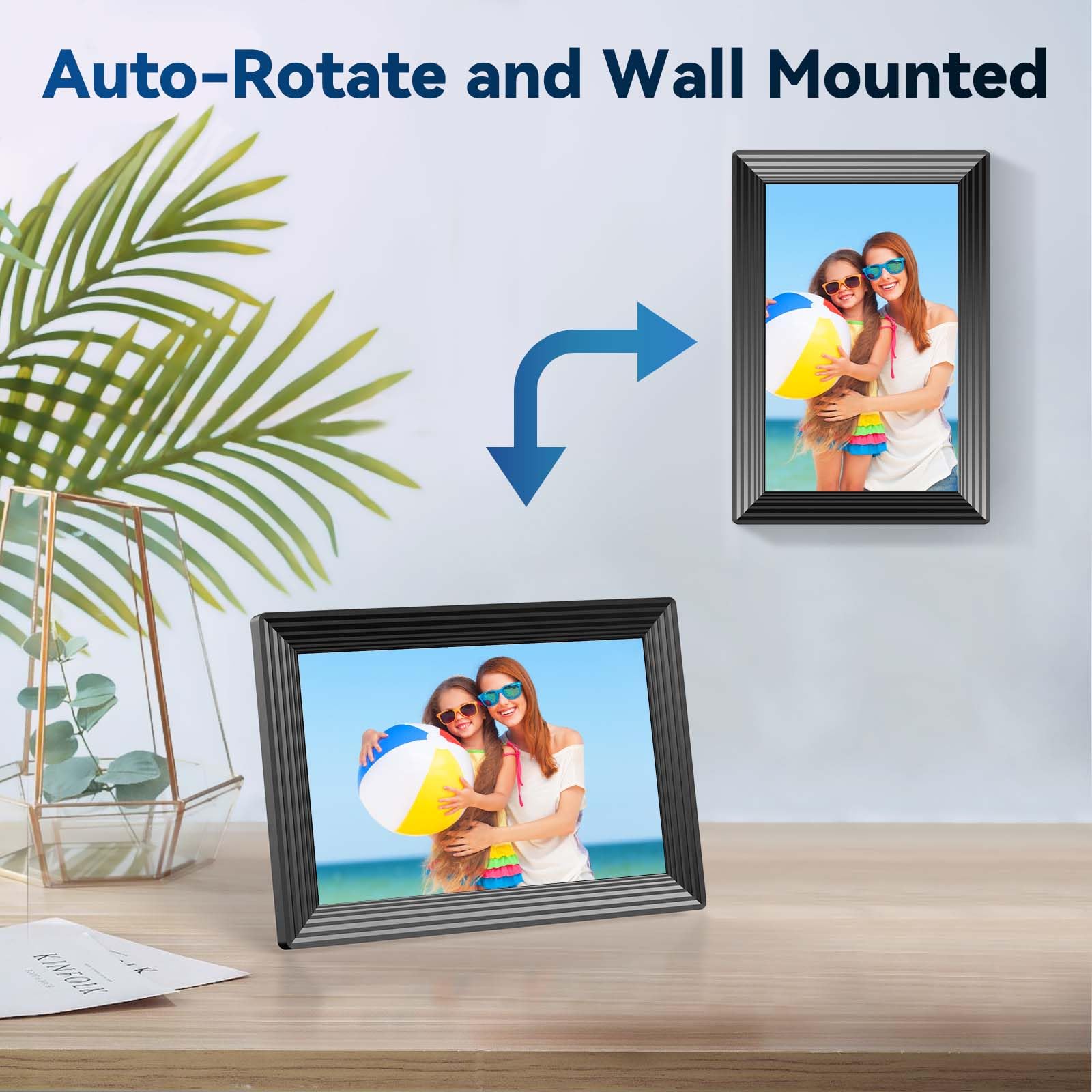 Frameo 10.1" WiFi Digital Picture Frame, Smart Digital Photo Frame with 16GB Storage, 1280x800 IPS HD Touch Screen, Auto-Rotate, Easy Setup to Share Photos or Videos Remotely via App from Anywhere